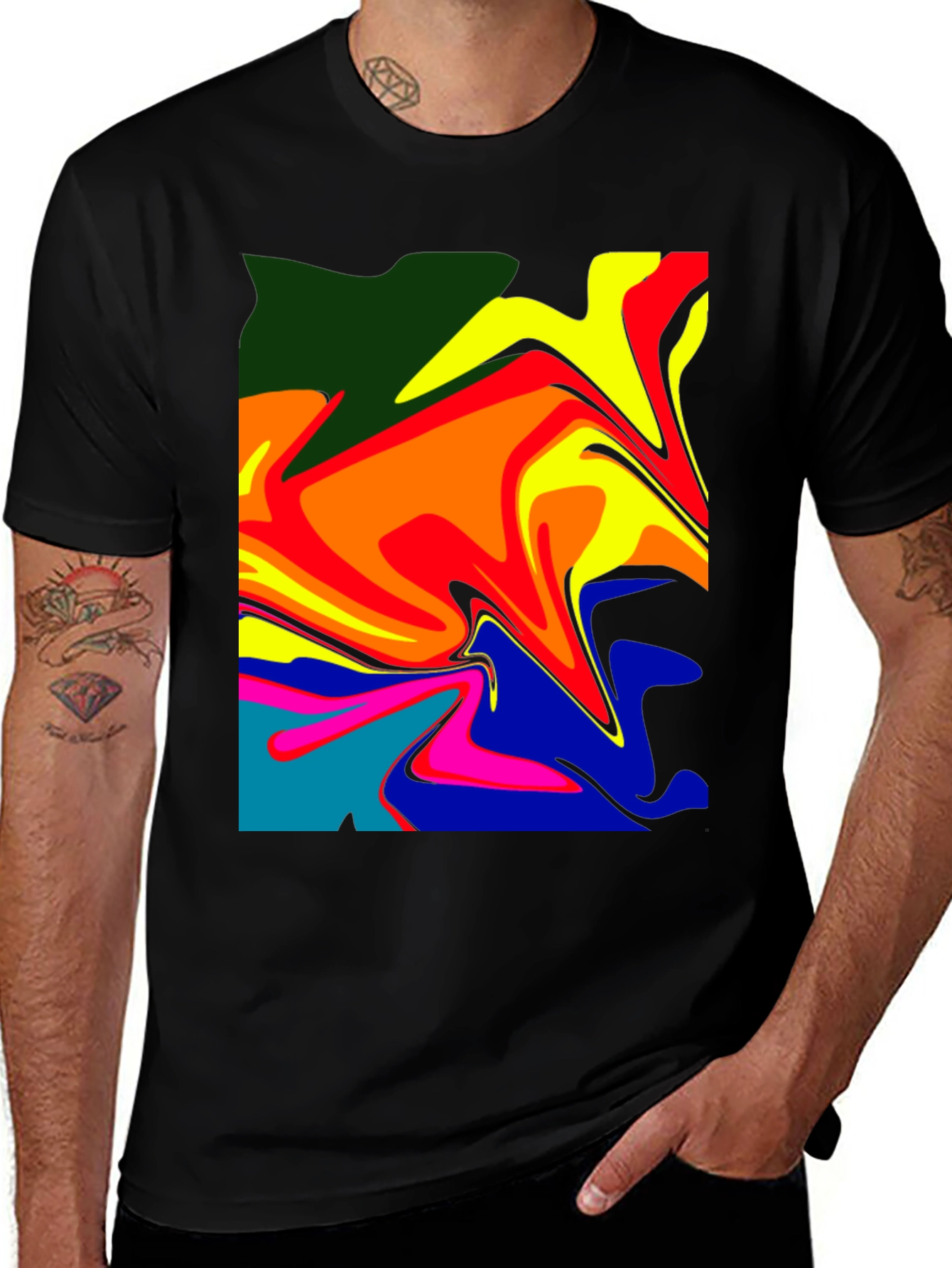 Variant 6 of Abstract Swirl Graphic Black T-Shirt