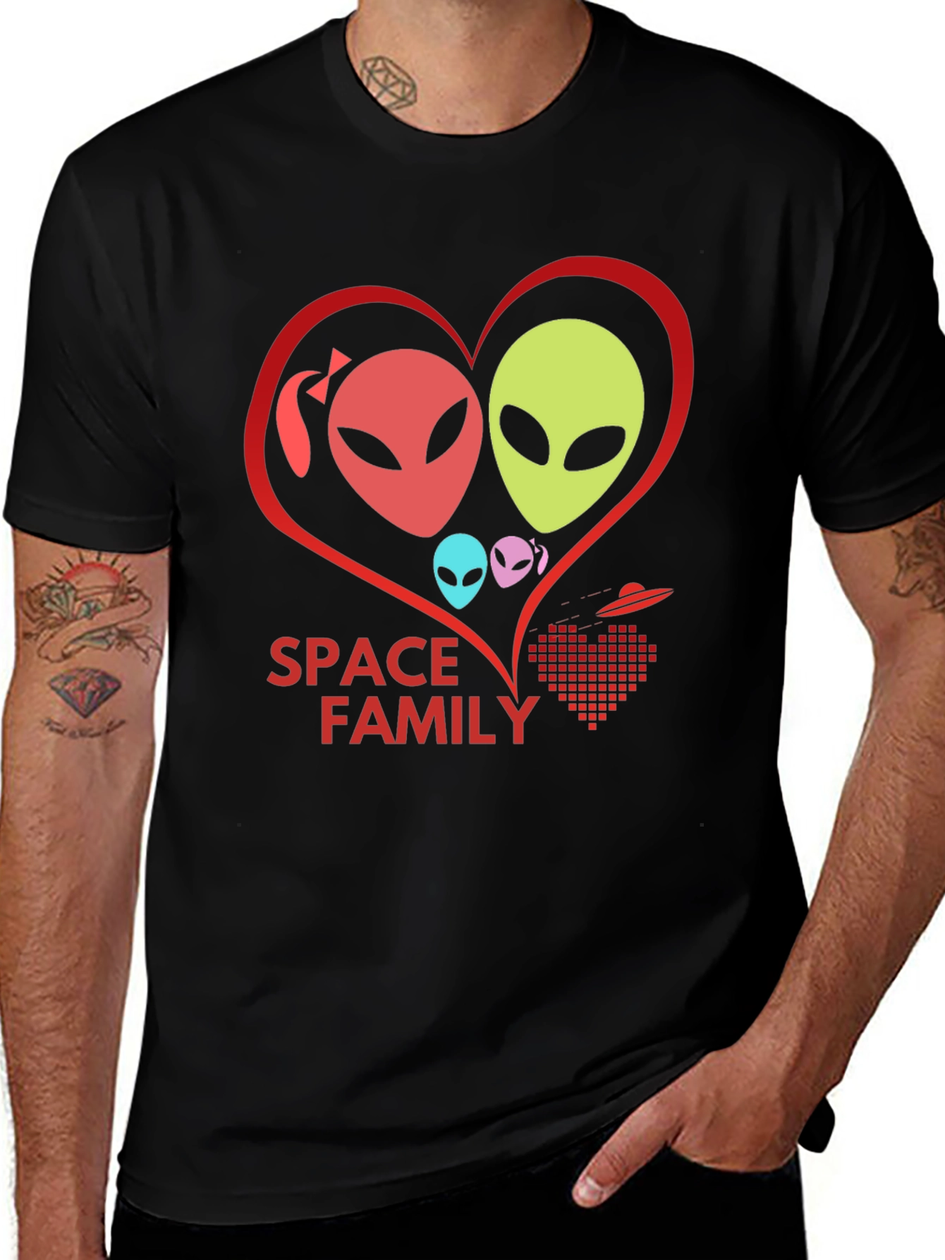 Variant 5 of Space Family Alien Graphic T-Shirt