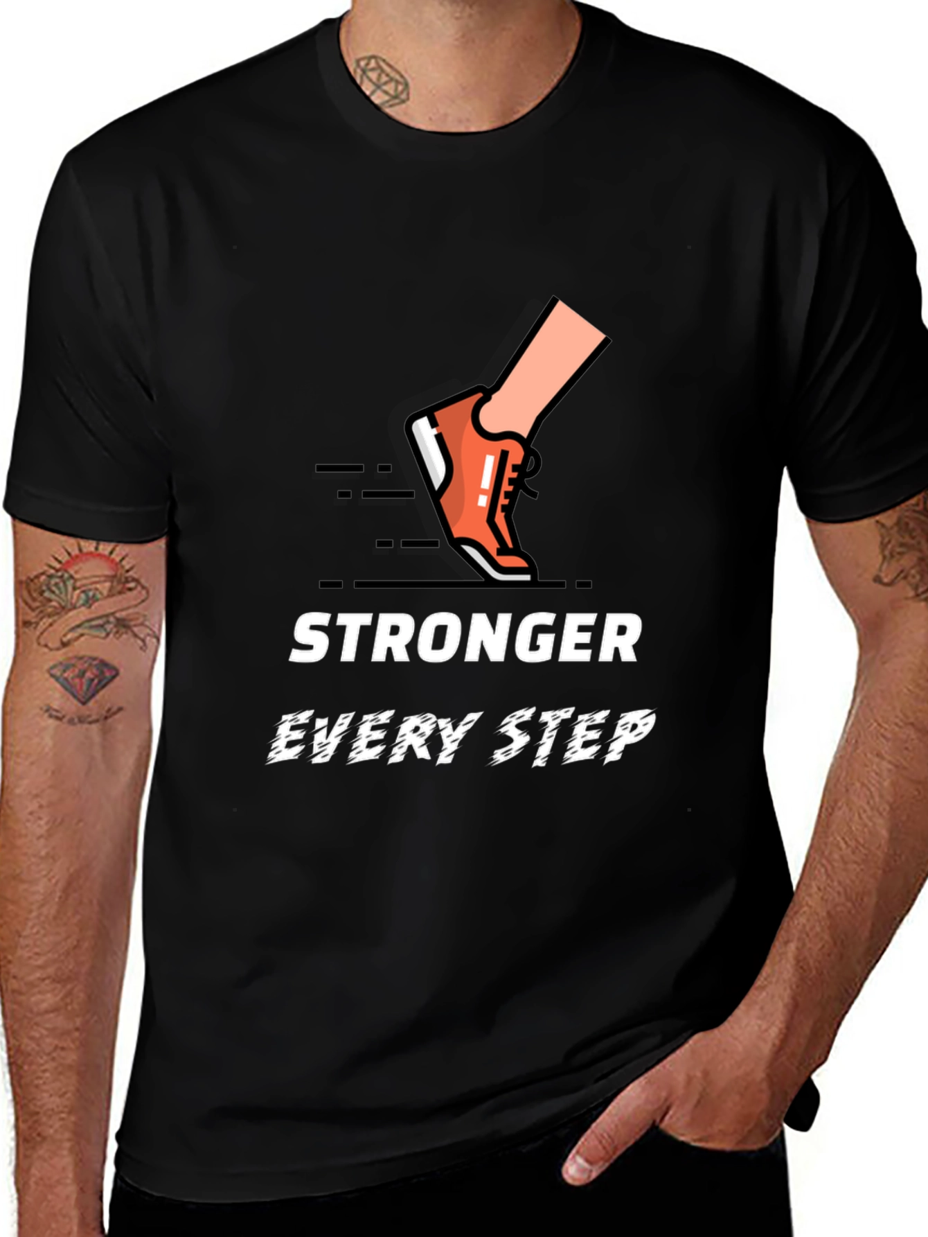 Variant 11 of Stronger Every Step Graphic Tee - Black