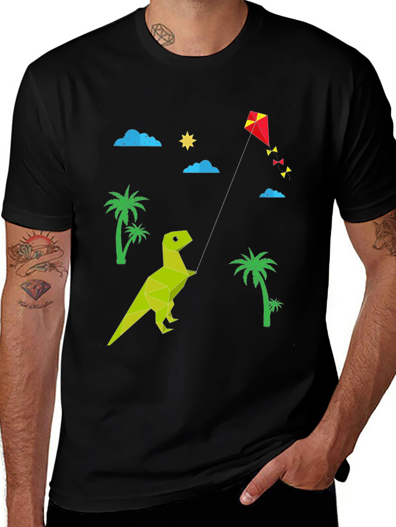Variant 24 of Dino Kite T-Shirt: Stylish Black Tee