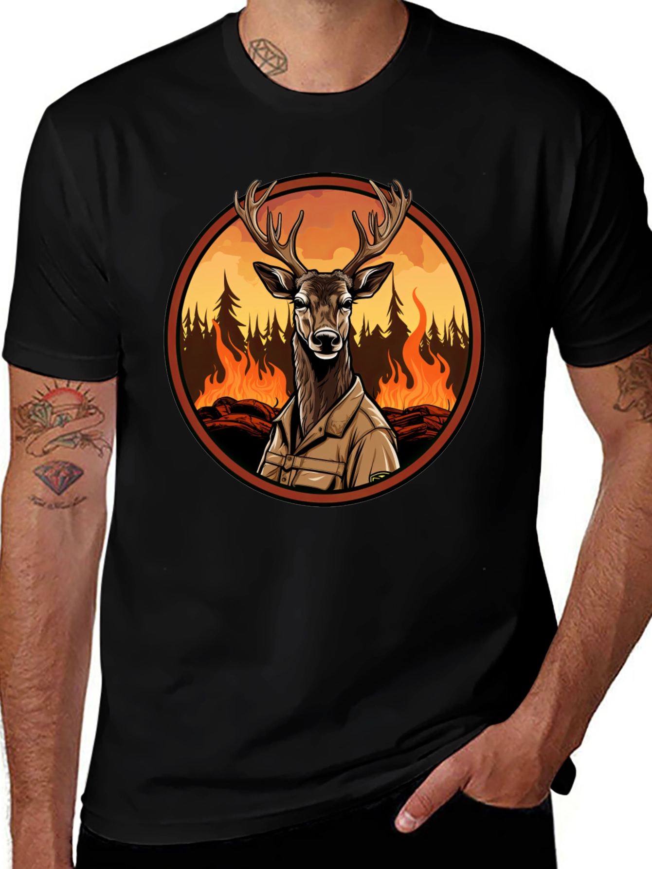 Variant 3 of Deer in Wildfire Graphic Tee