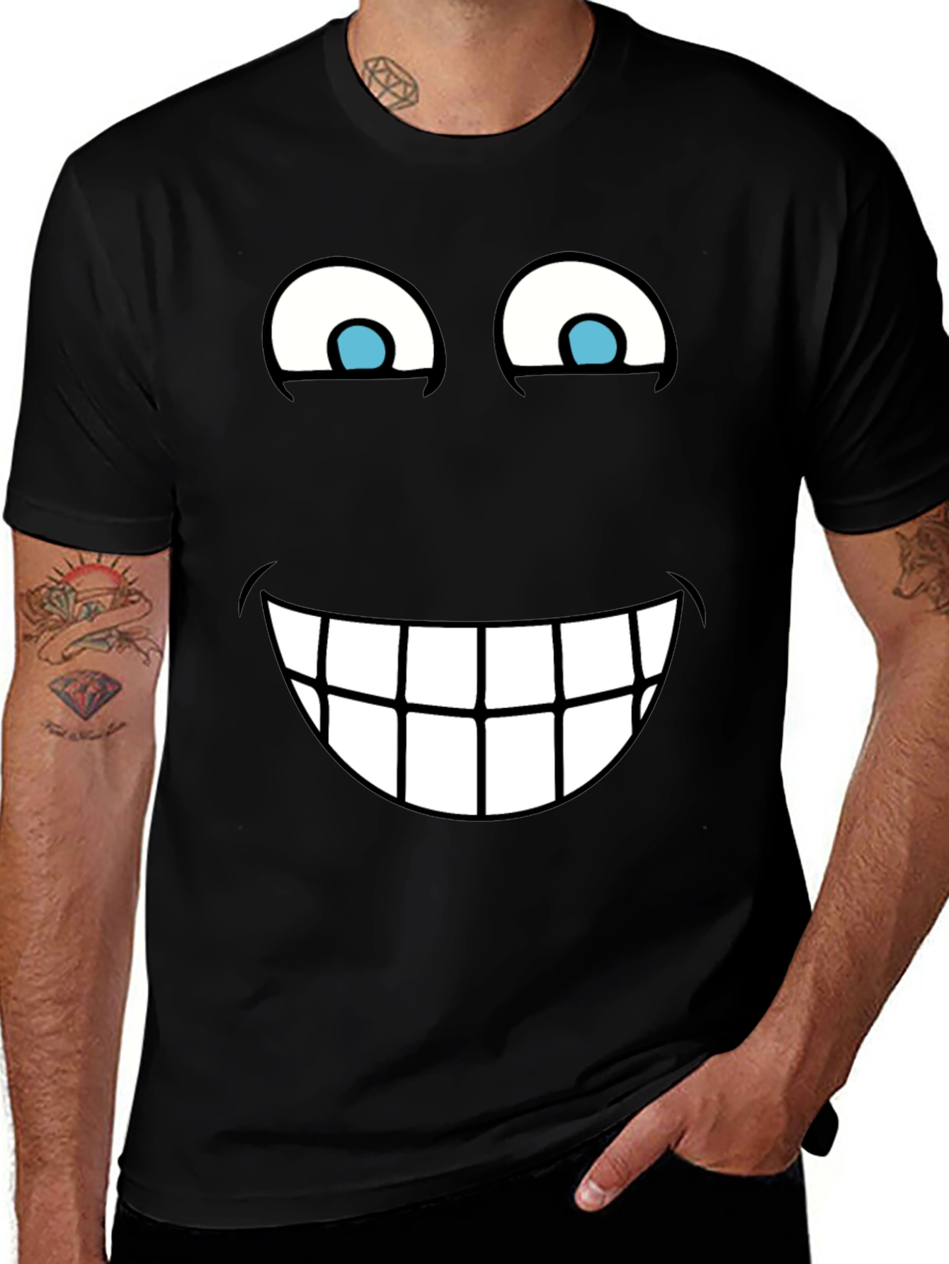 Variant 7 of Funny Face Graphic Tee - Novelty Black T-Shirt