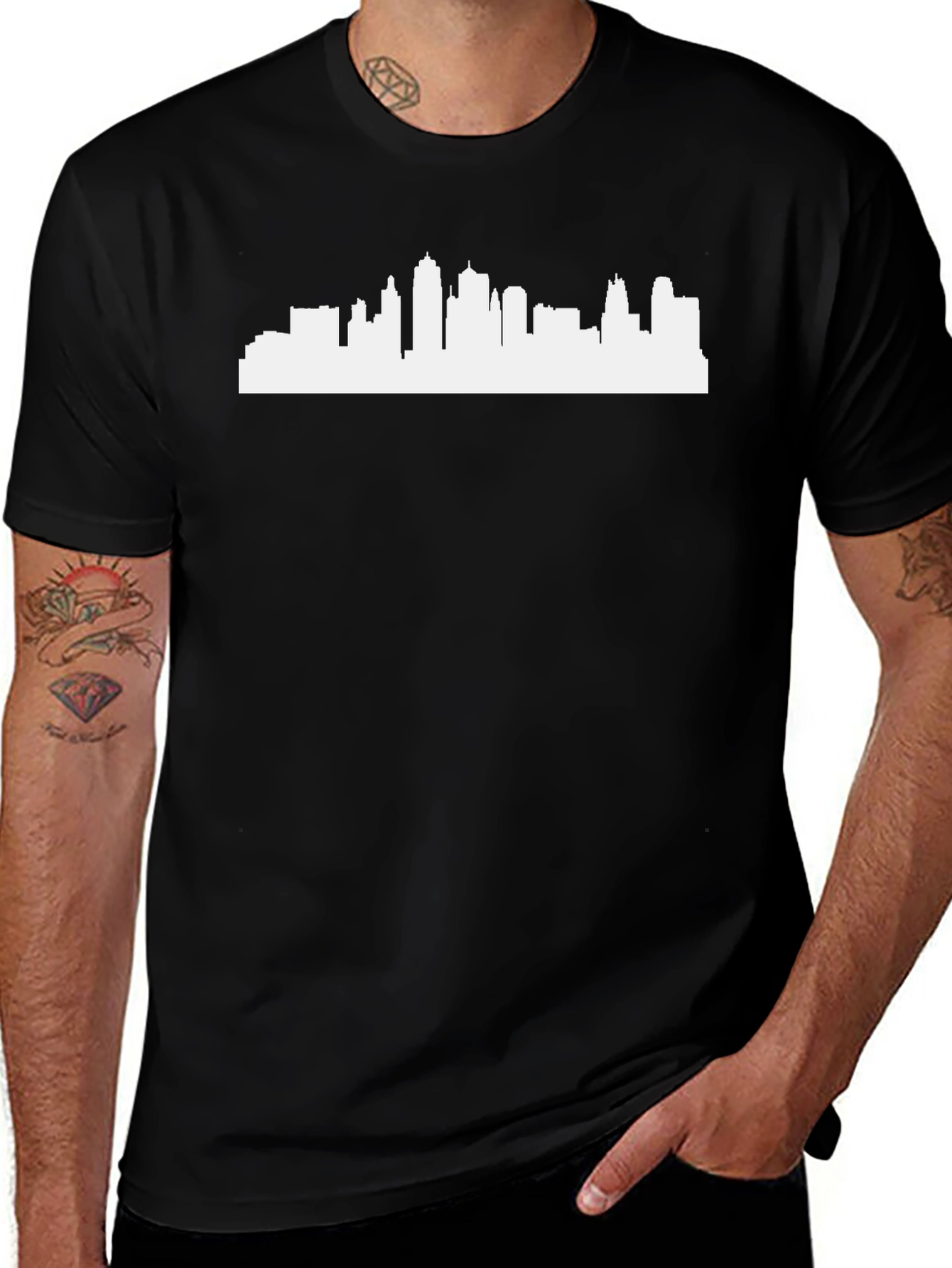 Variant 29 of Cityscape Graphic Tee - Urban Style Black T-Shirt