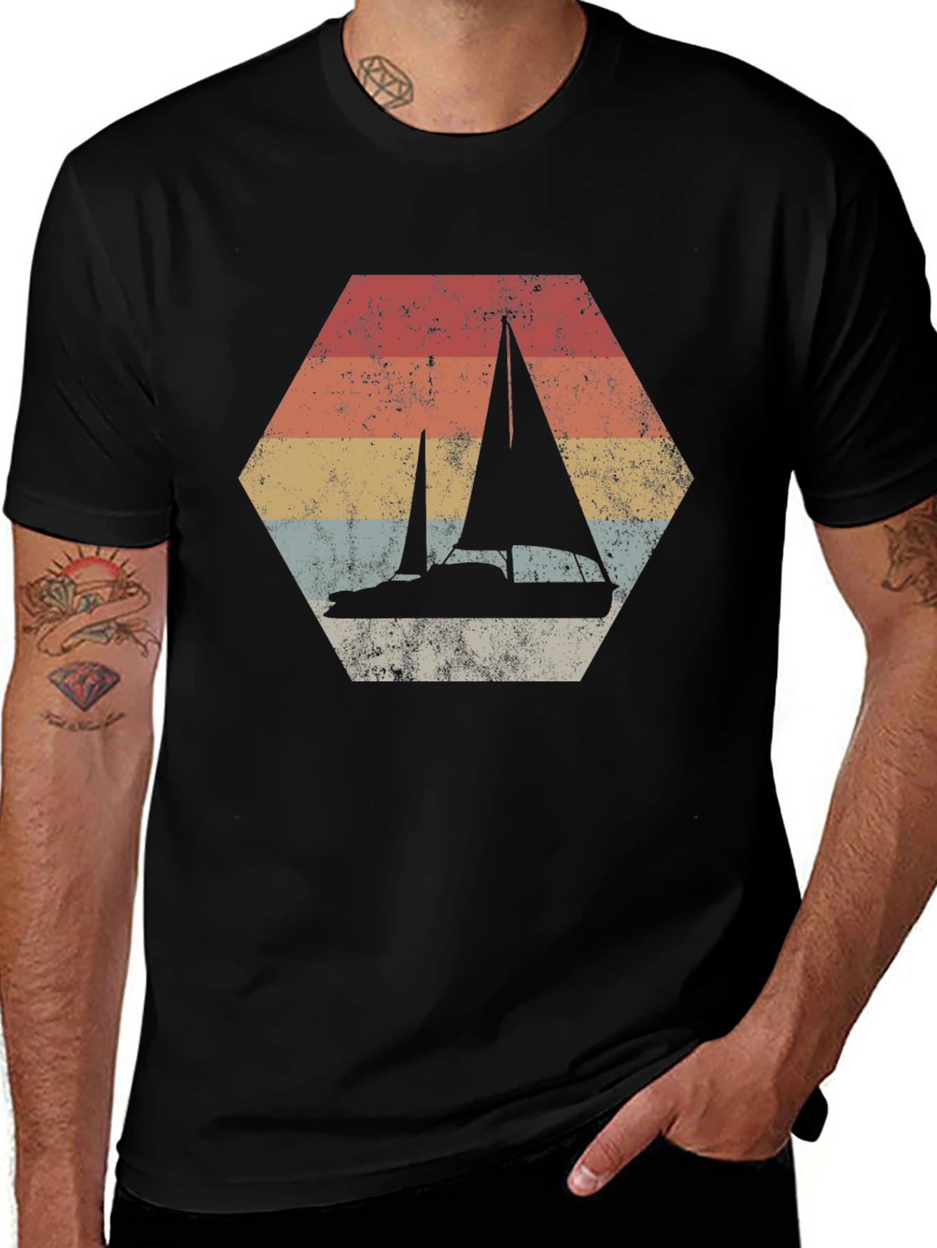 Variant 18 of Retro Sailboat Graphic Tee - Vintage Style