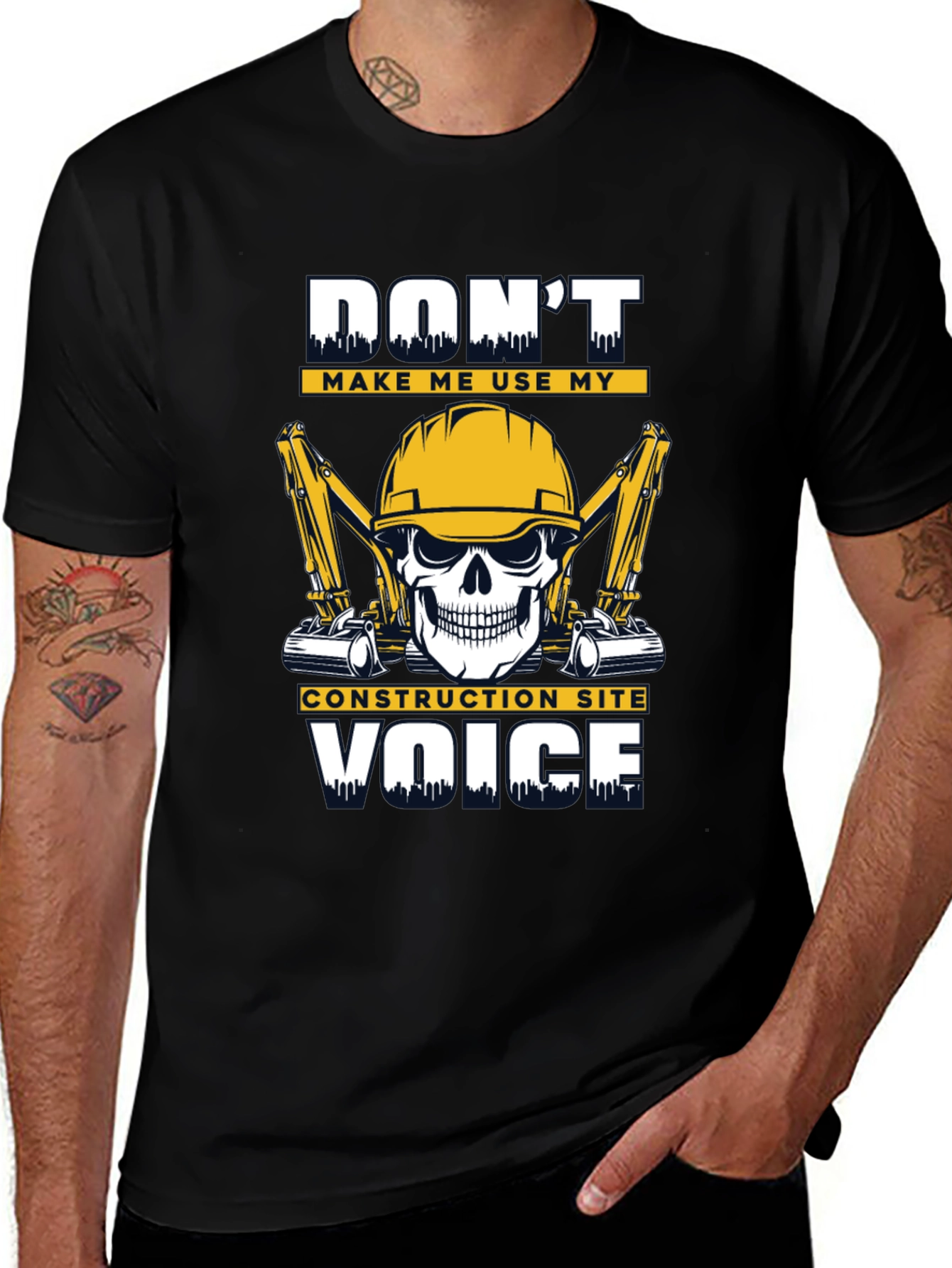 Variant 12 of Construction Site Voice T-Shirt - Skull & Excavator Design