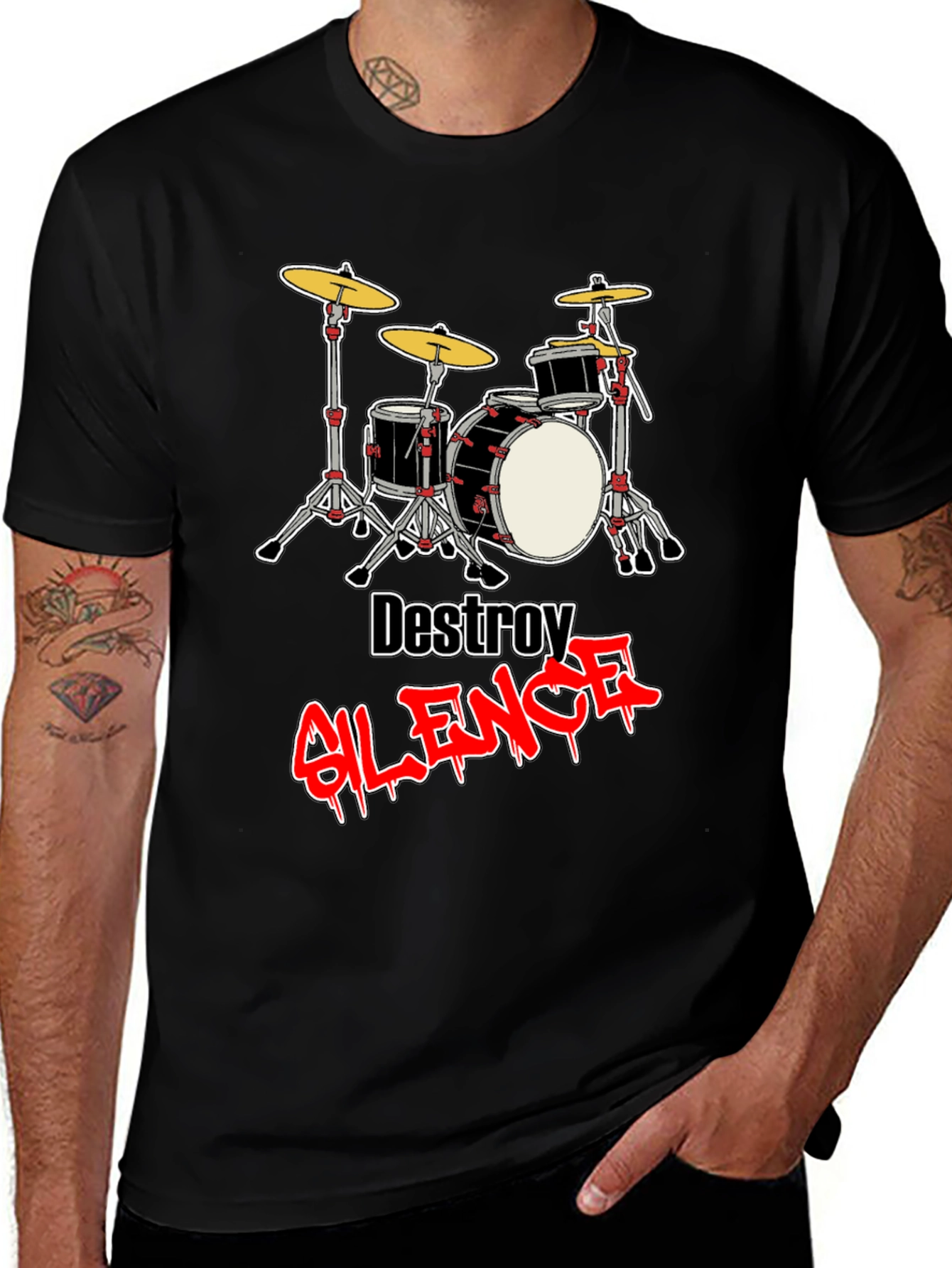 Variant 21 of Destroy Silence Drum Set T-Shirt