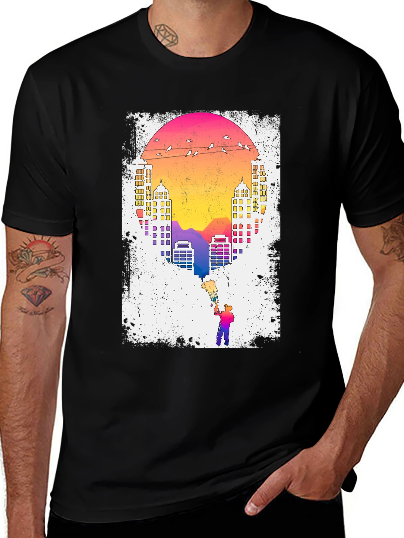 Variant 3 of Sunset City Painter Graphic Tee