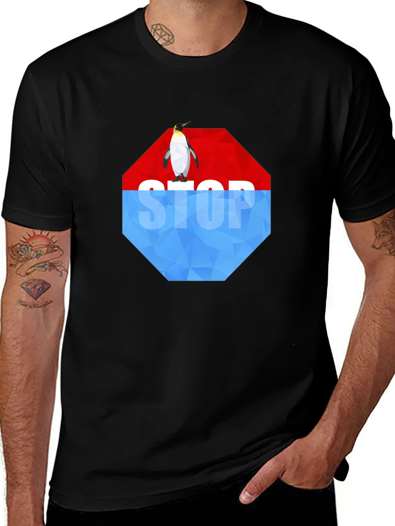Stop Penguin Graphic T-Shirt