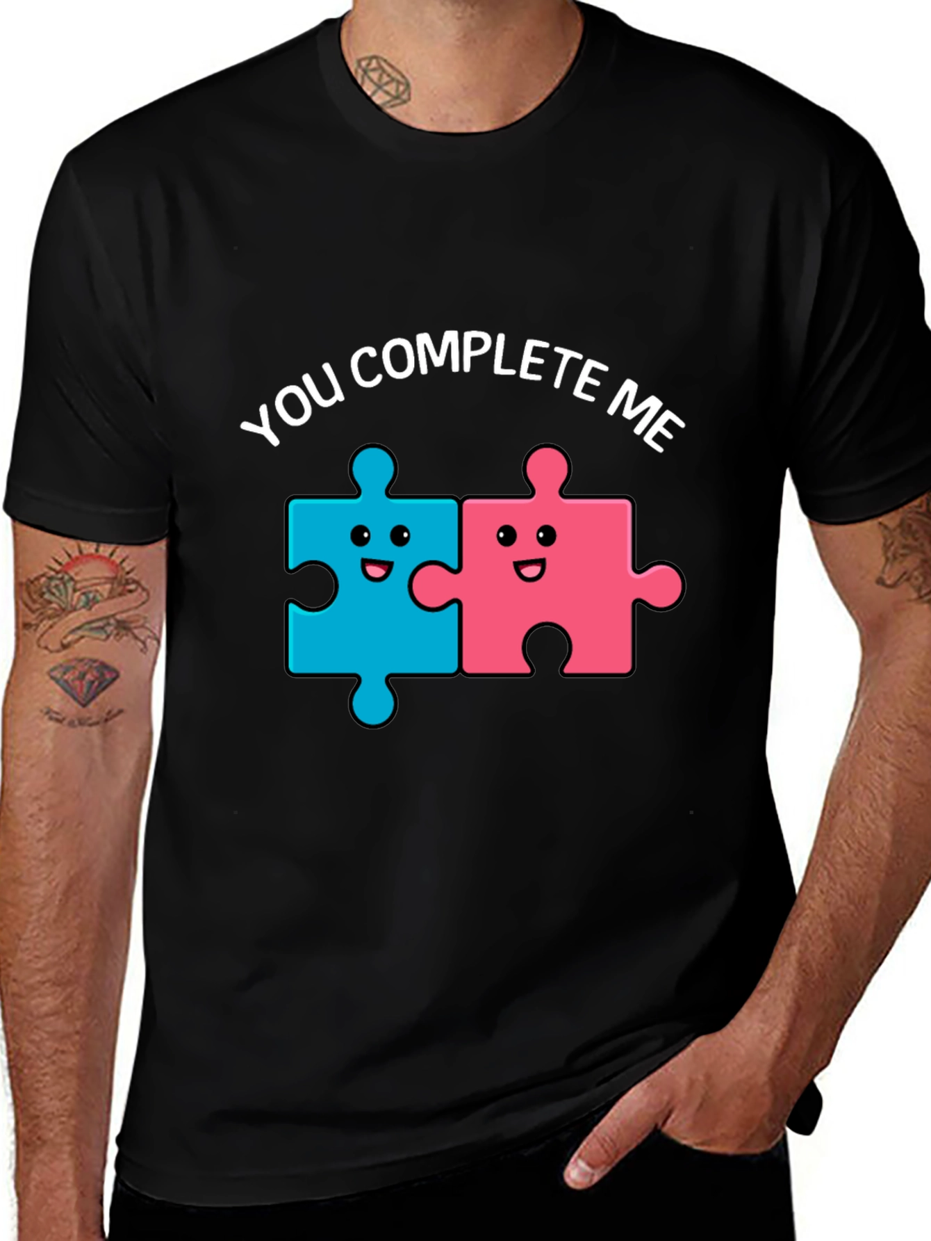 You Complete Me Puzzle Piece T-Shirt - Couple Matching Tee