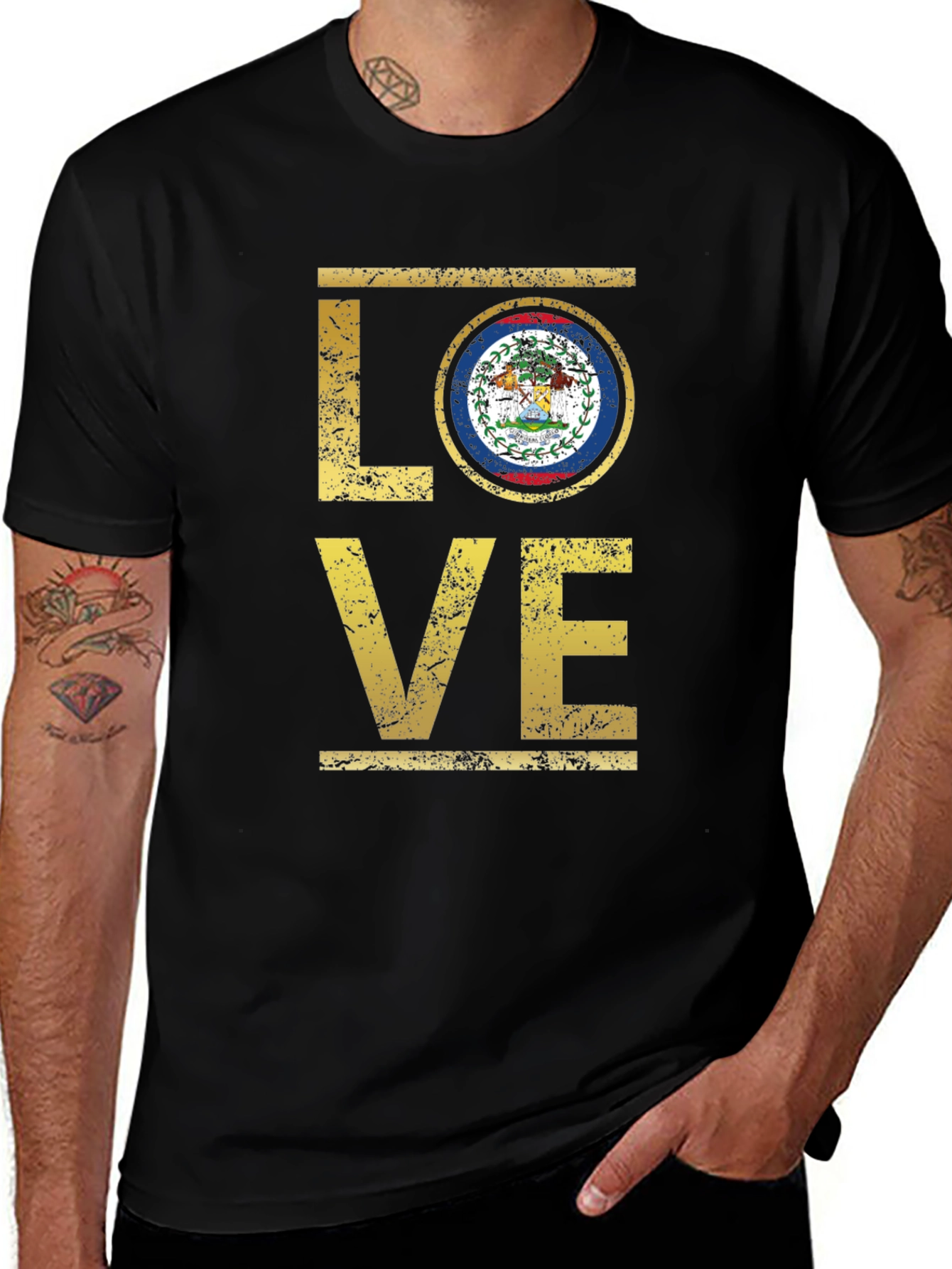 Variant 21 of Belize Love T-Shirt - Black Graphic Tee