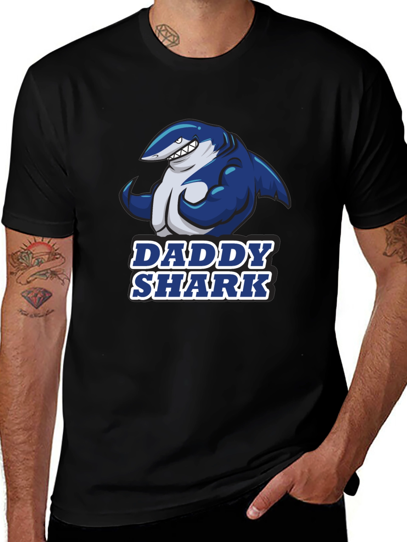 Daddy Shark Graphic Tee - Men's Black T-Shirt