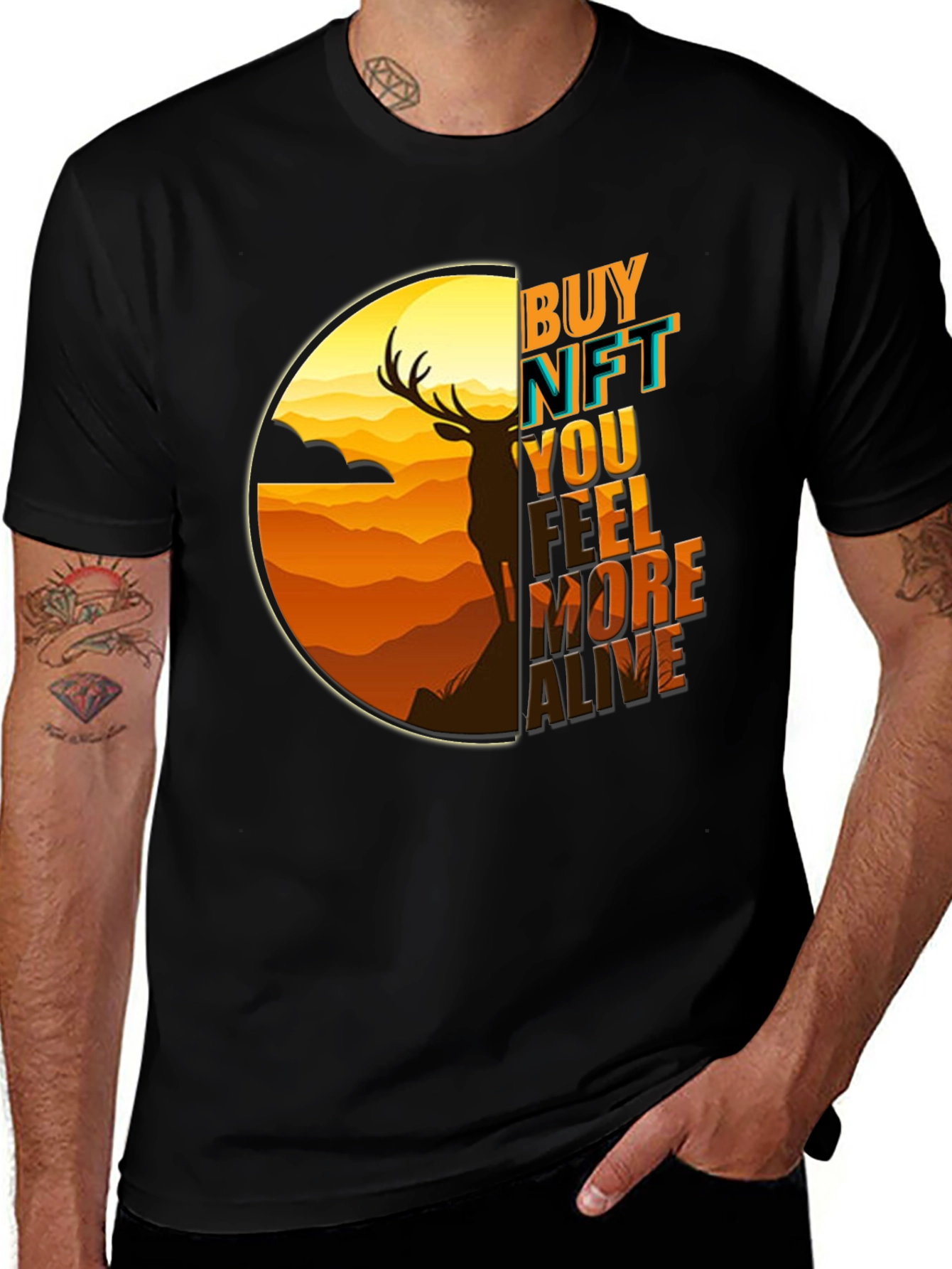 Buy NFT T-Shirt - Feel More Alive - Deer Graphic Tee