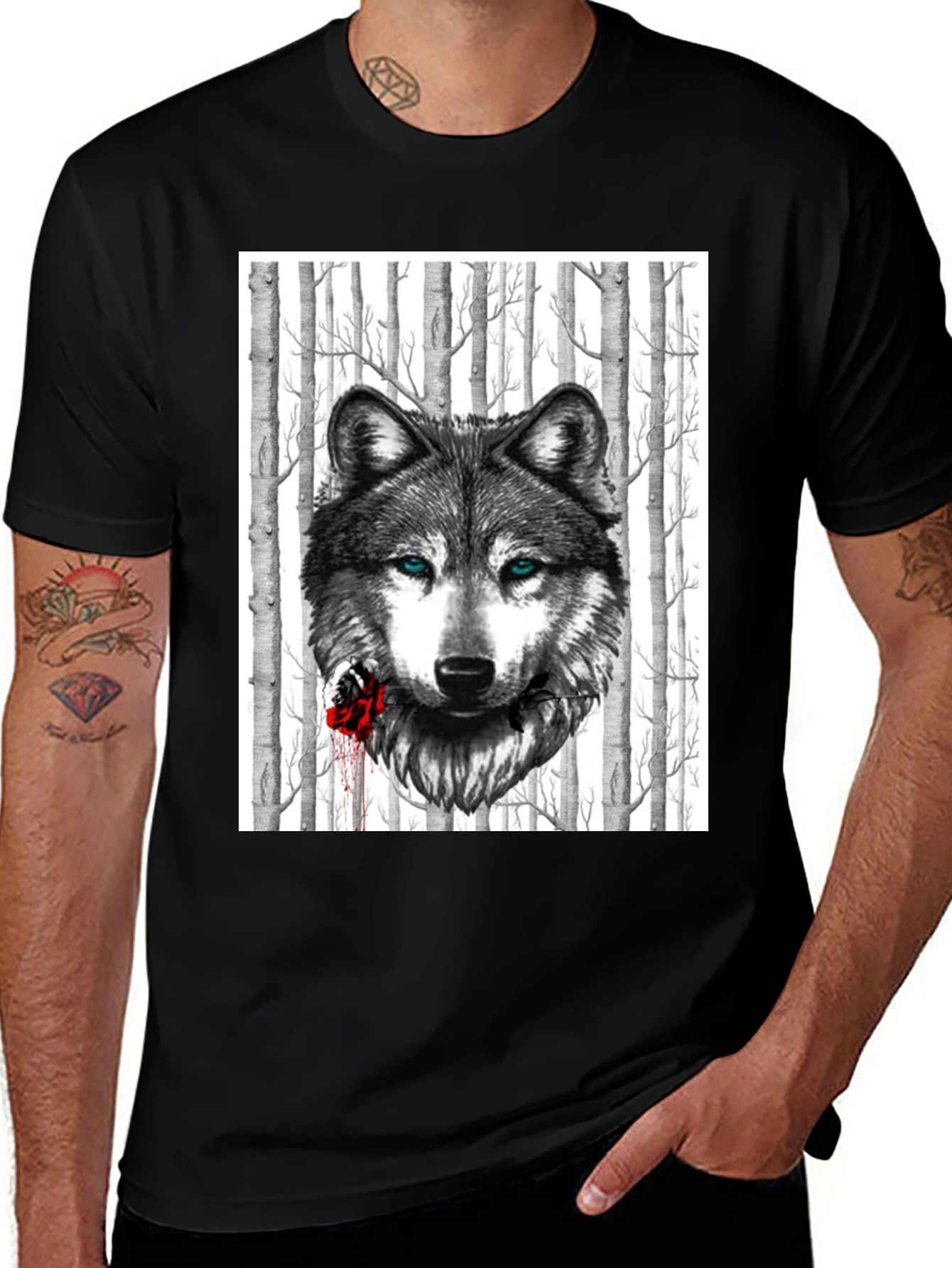 Variant 30 of Wolf & Rose Graphic Tee - Men's Black T-Shirt