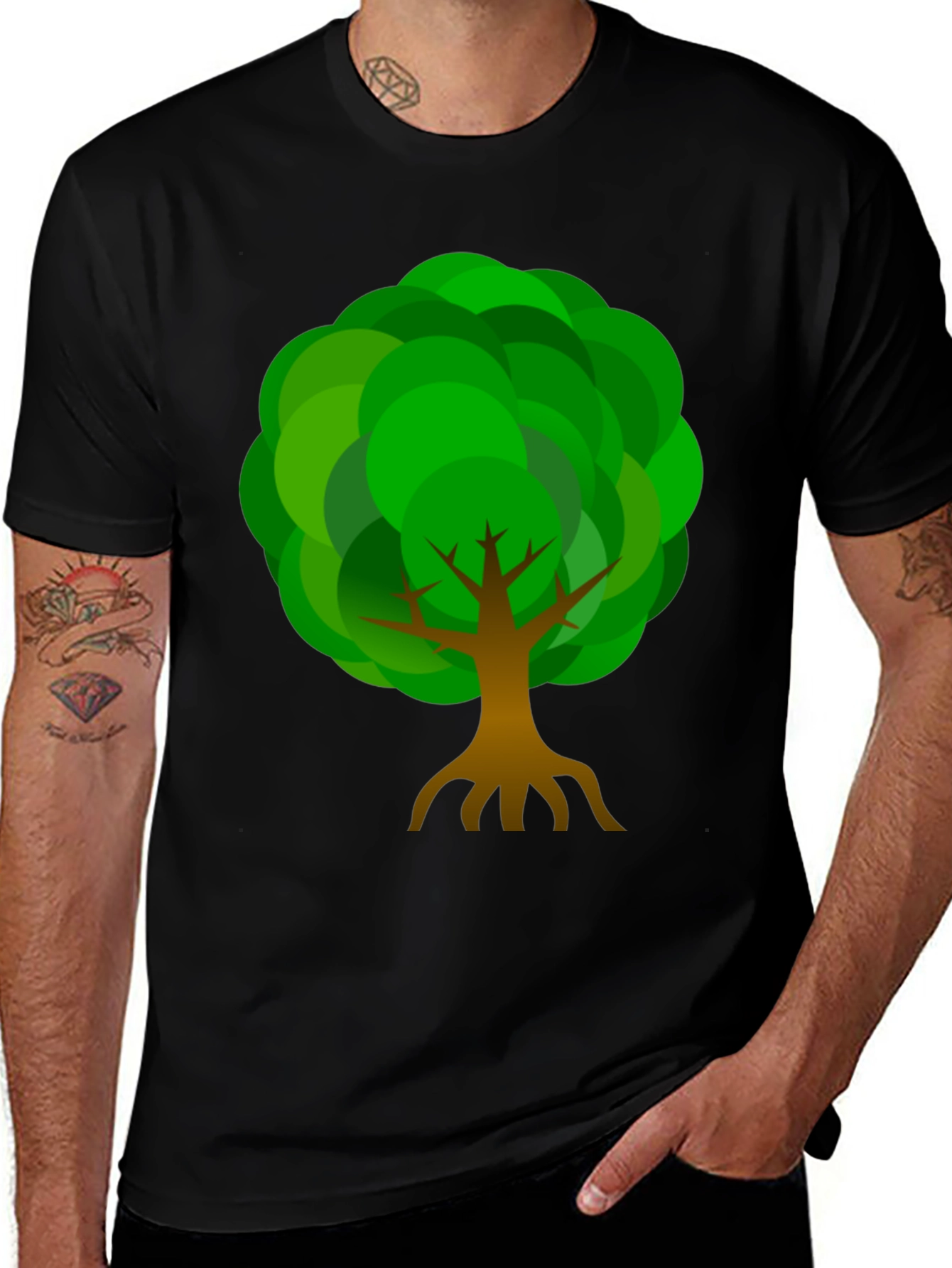 Variant 27 of Tree Graphic Print Crew Neck T-Shirt