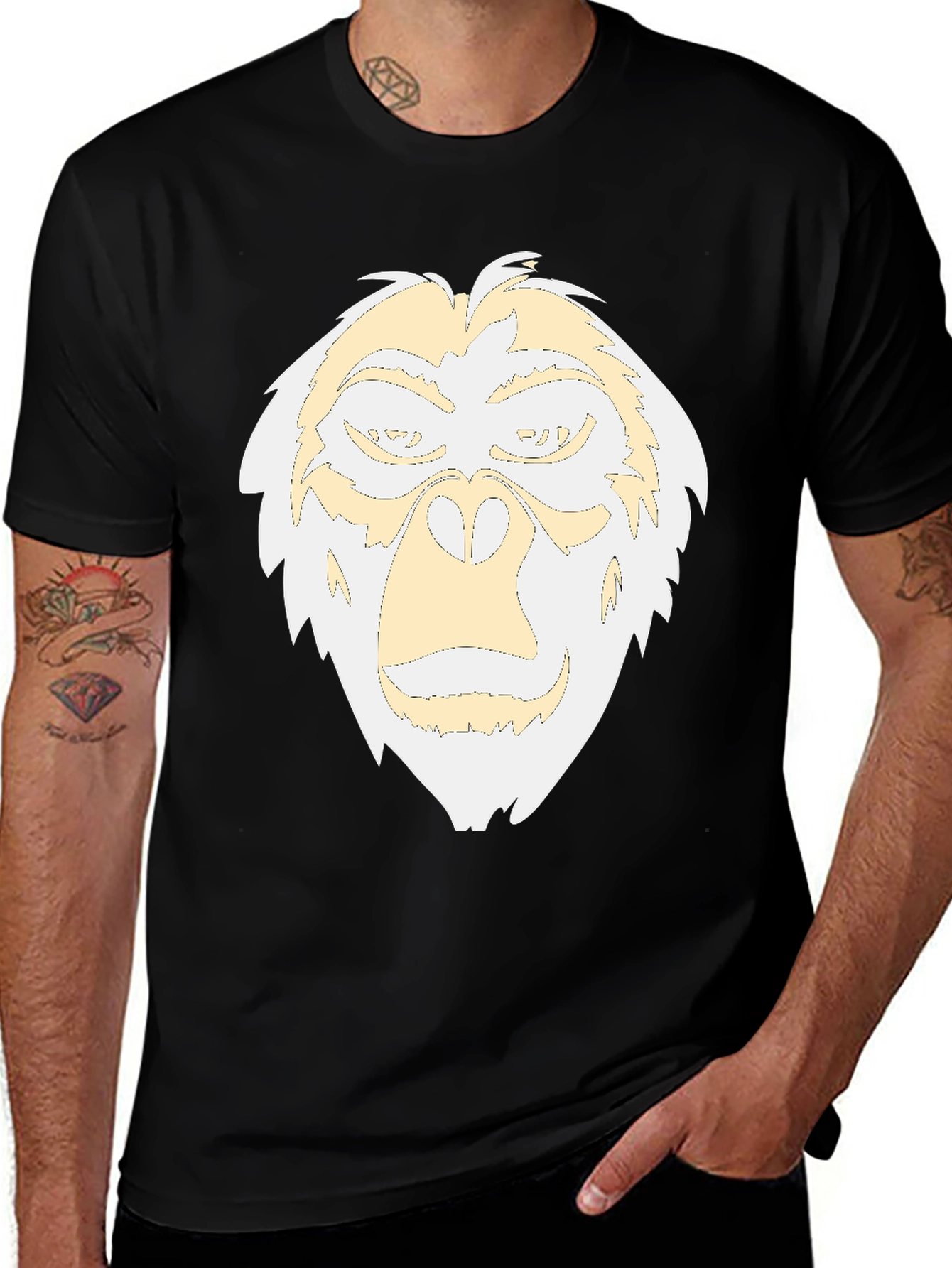 Yeti Face Graphic Tee - Black Cotton Blend