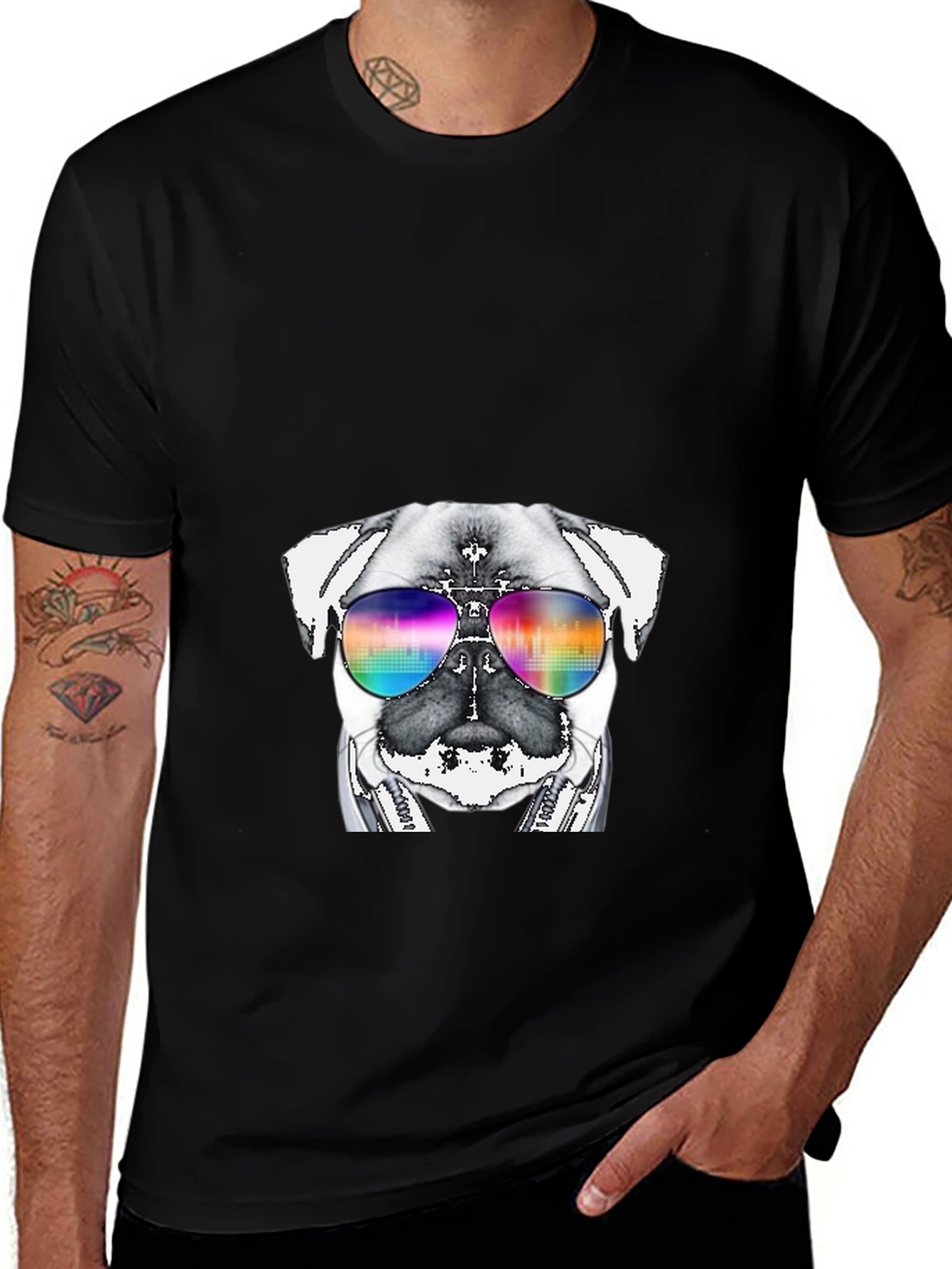 Variant 3 of Cool Dog T-Shirt - DJ Pug with Headphones & Sunglasses