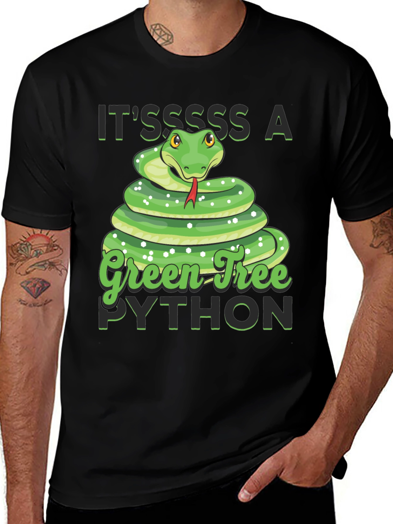 Variant 11 of Green Tree Python Graphic Tee - Reptile Lover T-Shirt
