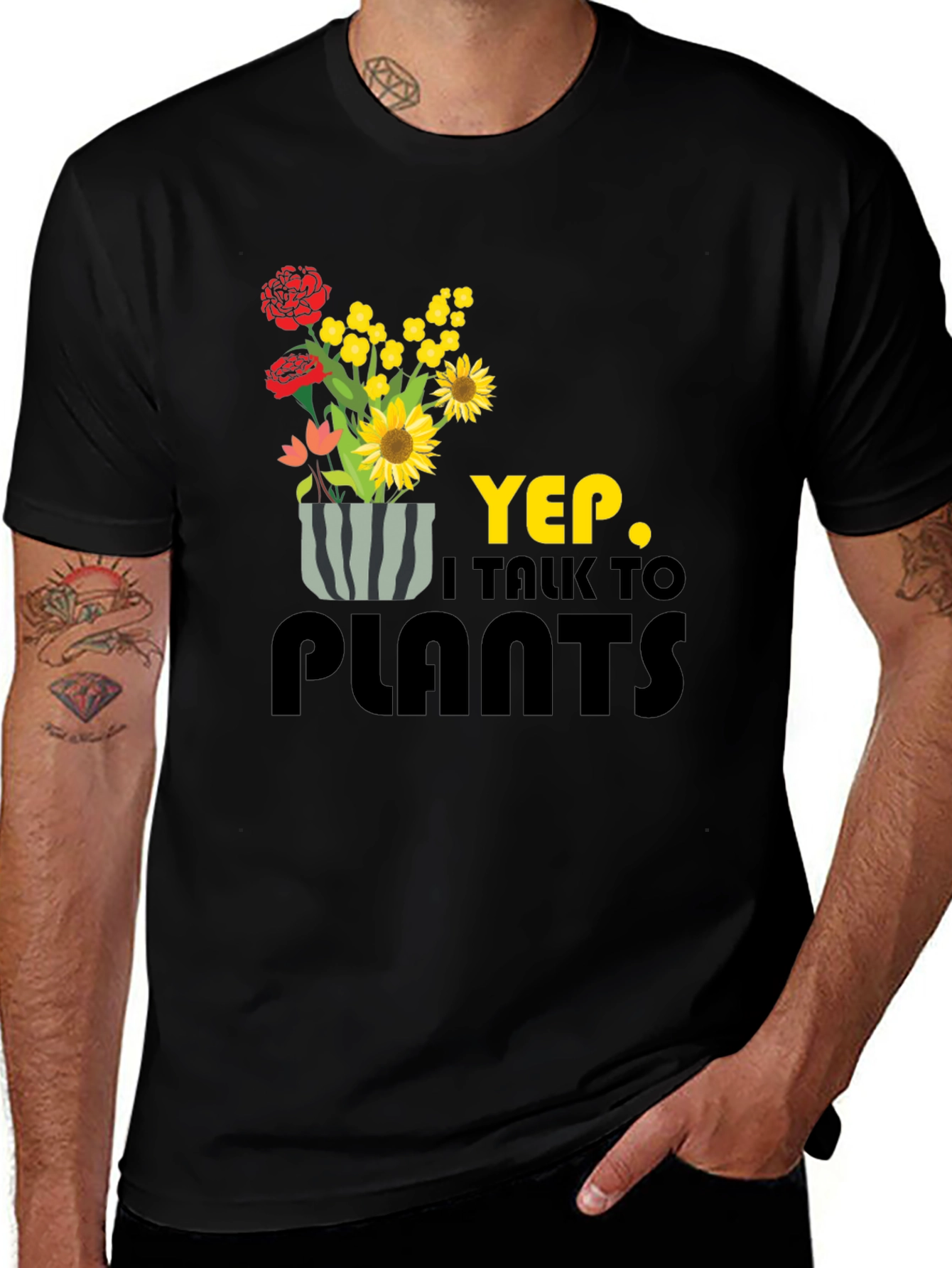 Variant 2 of Yep, I Talk to Plants Black T-Shirt