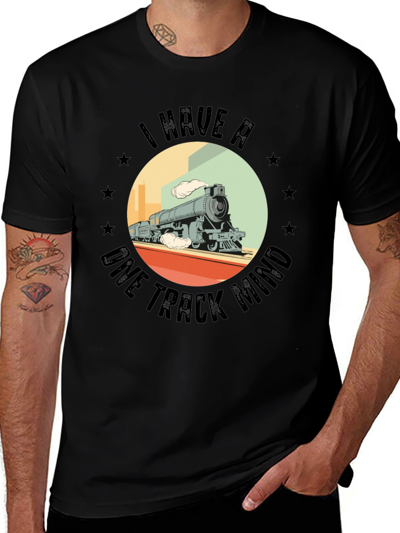 Variant 30 of One Track Mind Train Graphic Tee - Classic Black