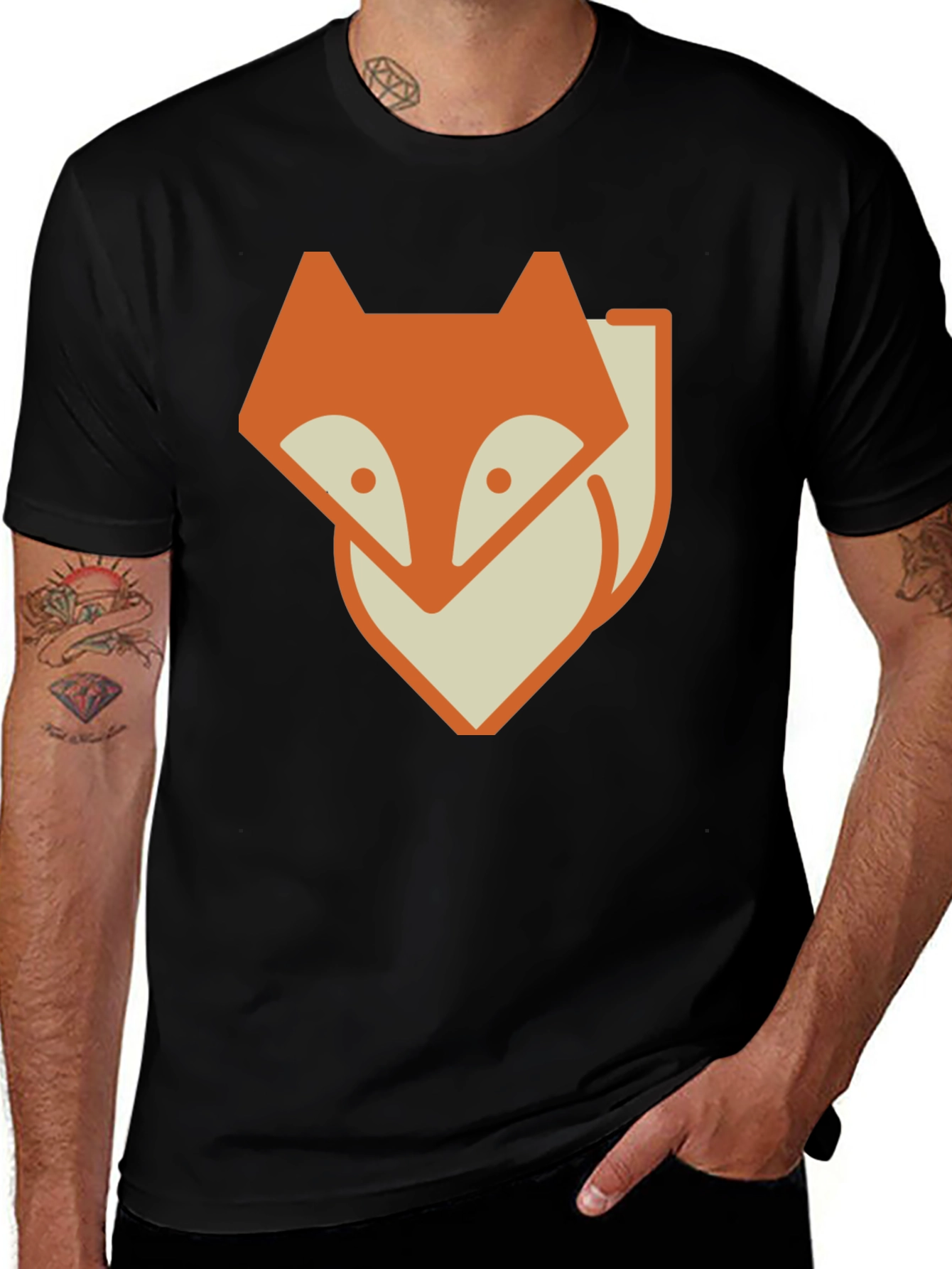 Variant 14 of Fox Graphic Print Tee - Stylish Black T-Shirt