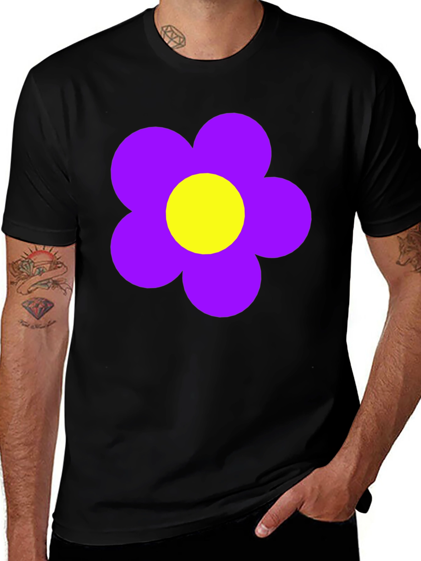 Variant 7 of Retro Flower Power T-Shirt - Black