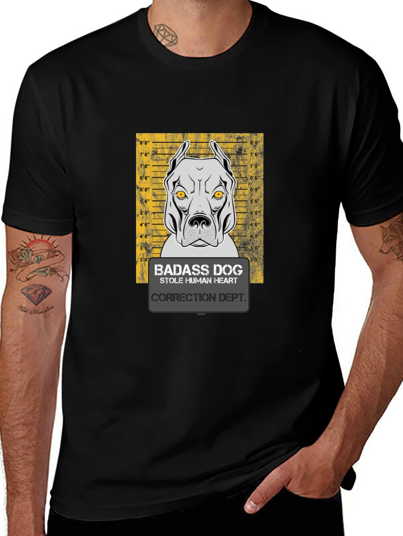 Variant 18 of Badass Dog Mugshot T-Shirt - Stole Human Heart