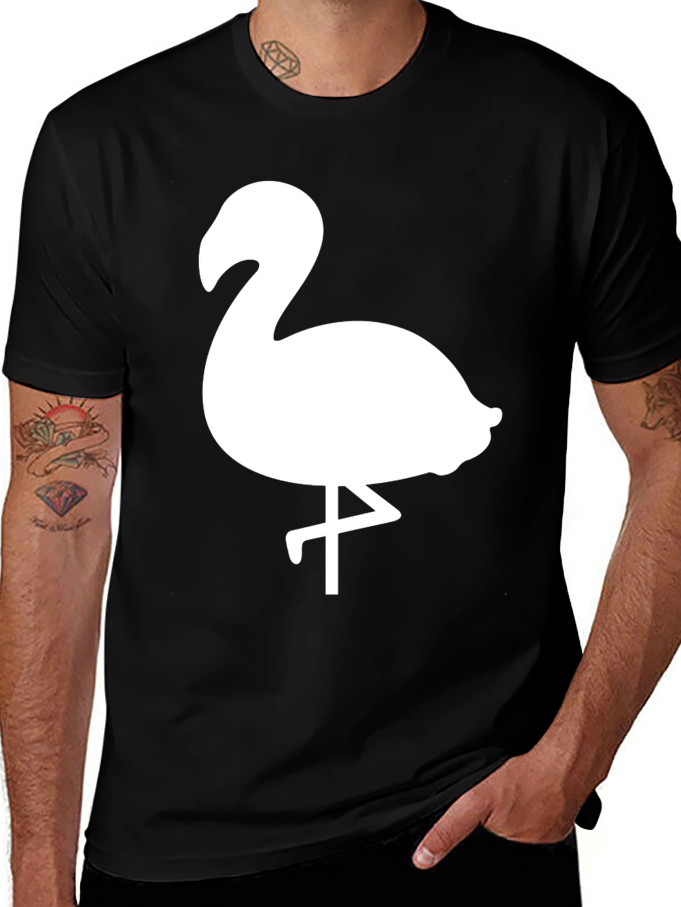 Variant 4 of Flamingo Graphic T-Shirt - Casual Black Tee