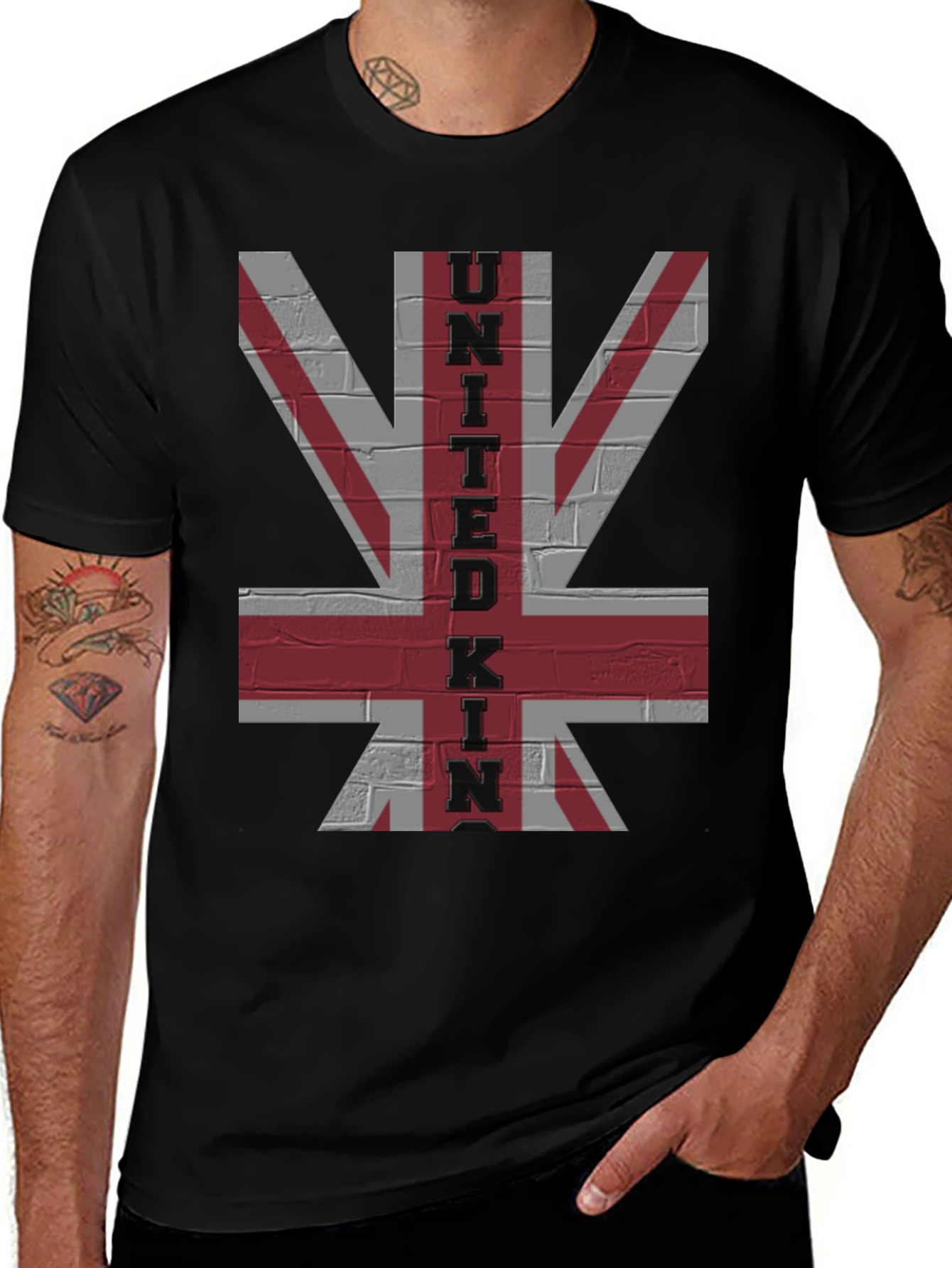 United Kingdom Flag Brick Wall Graphic Tee