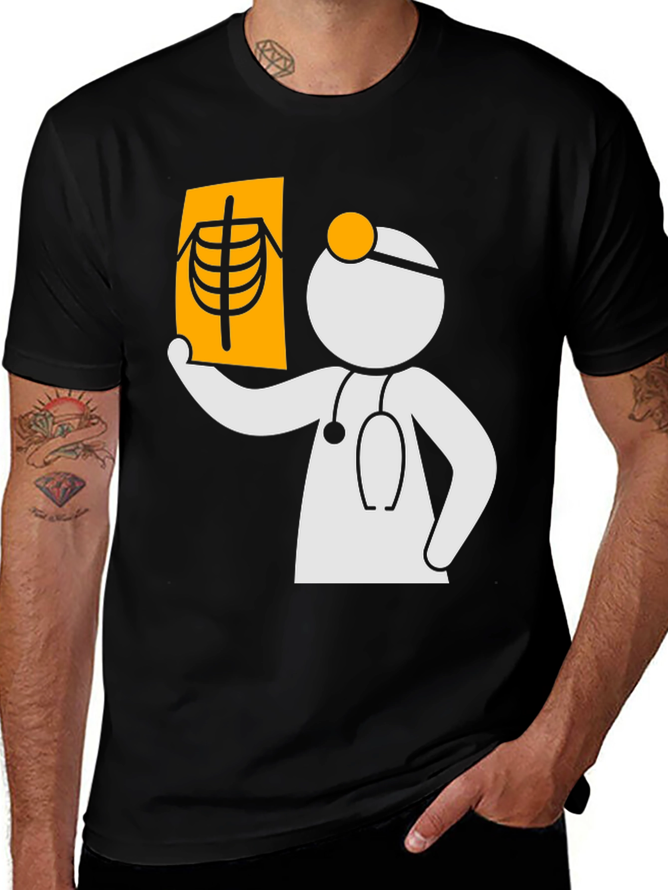 Variant 23 of Doctor X-Ray Funny Graphic Tee - Black Cotton T-Shirt