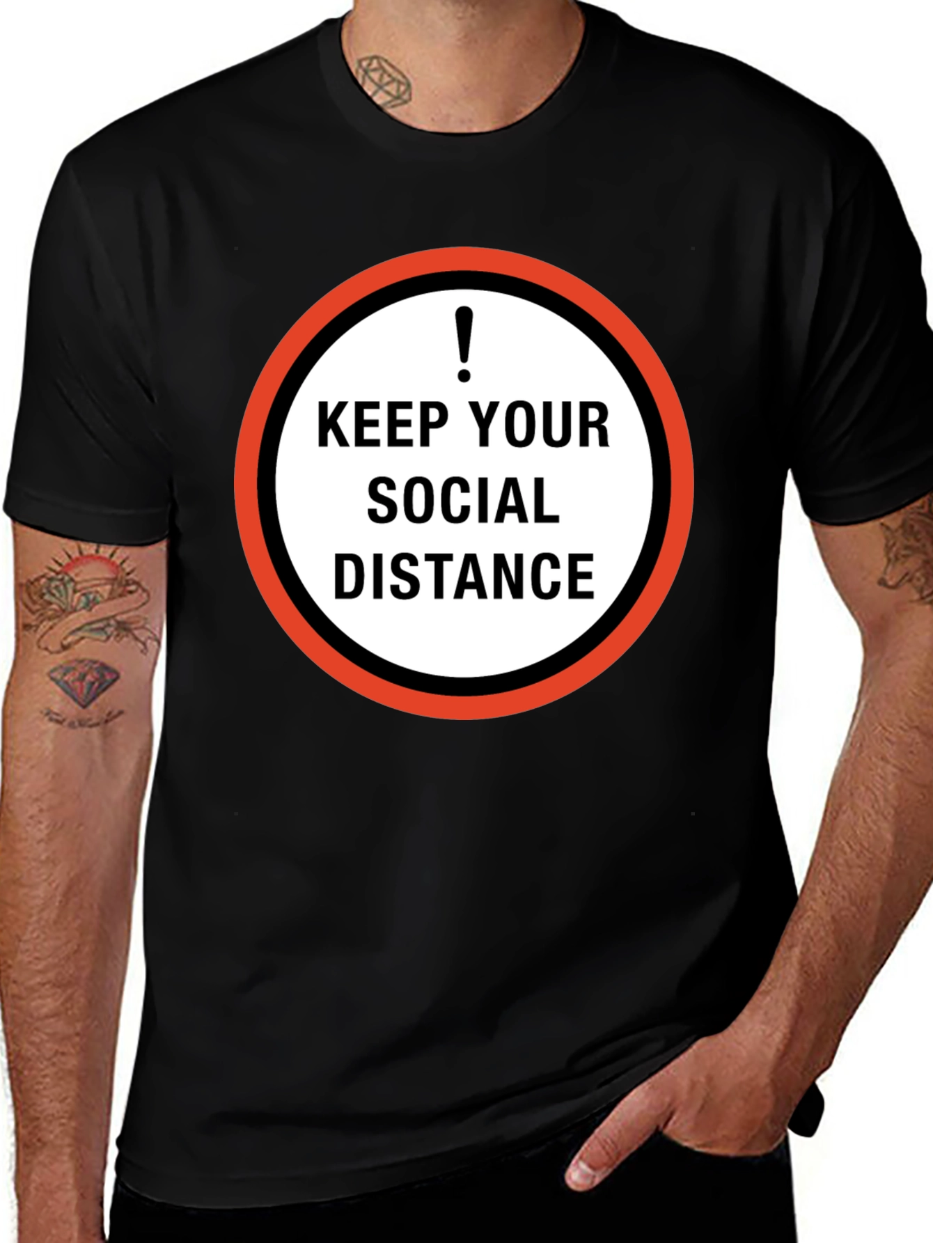 Variant 30 of Keep Your Social Distance Graphic Tee - Black