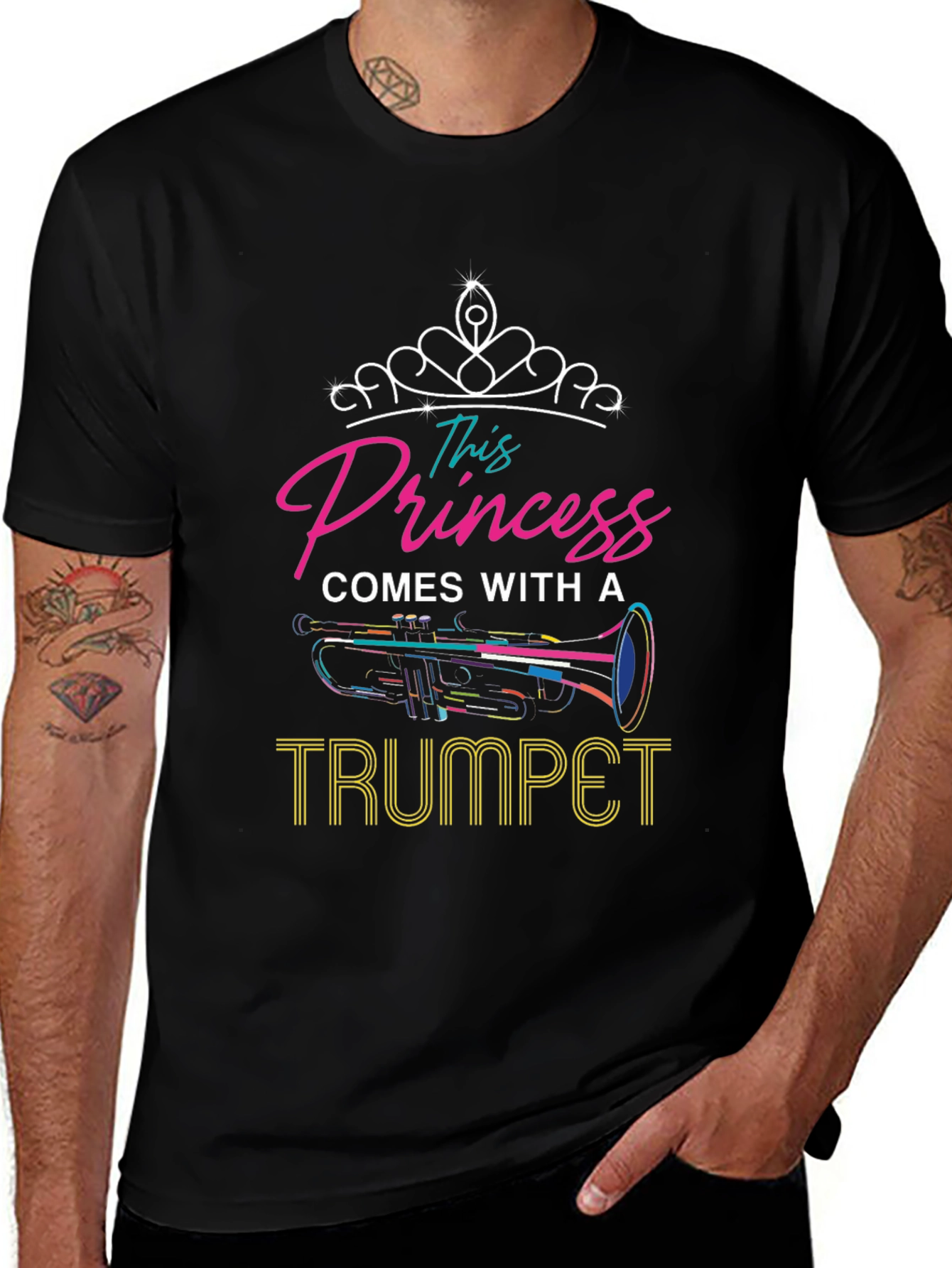 Variant 8 of This Princess Comes With A Trumpet Black T-Shirt