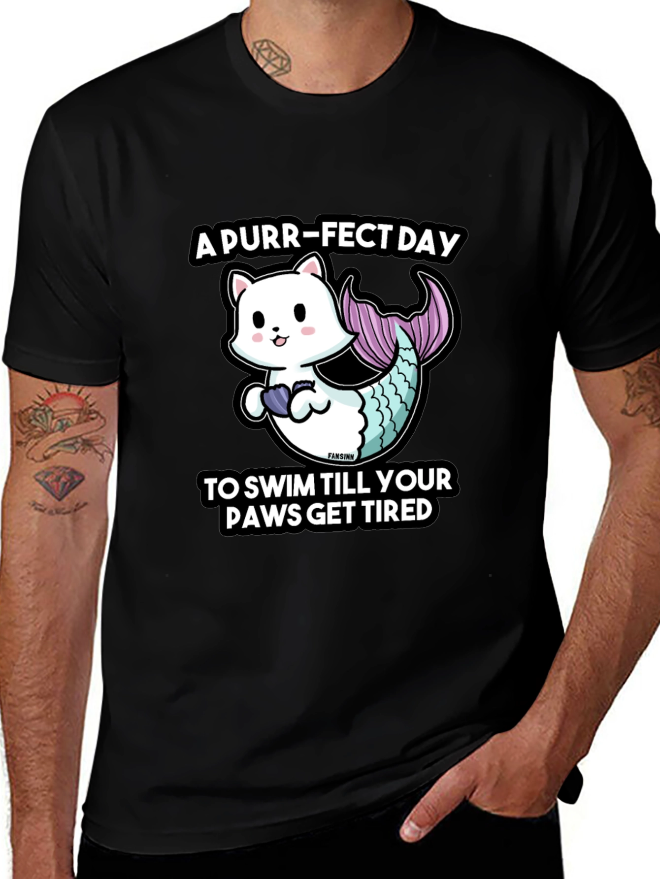 Variant 18 of Purr-fect Day Mermaid Cat Graphic Tee