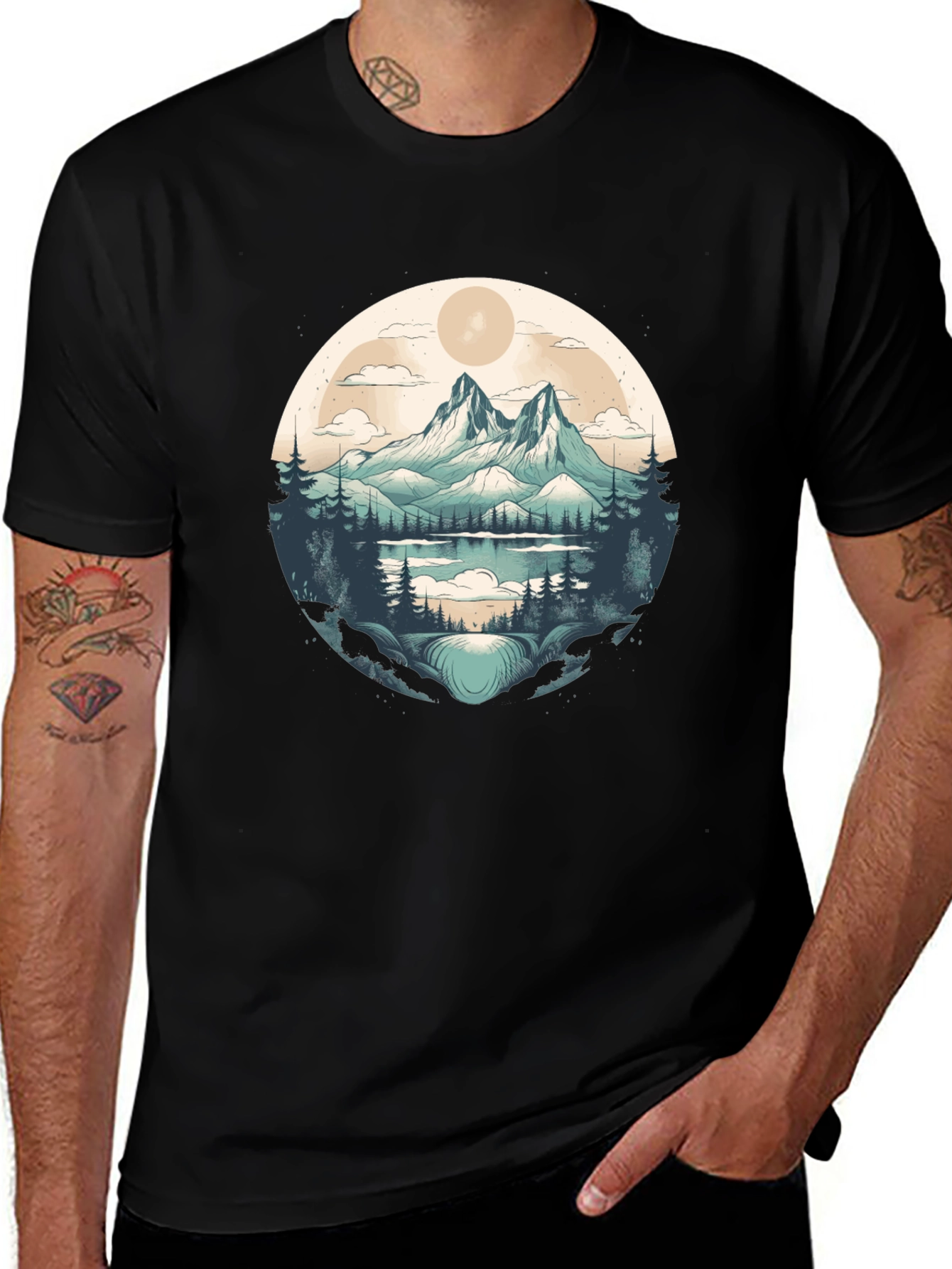 Mountain Lake Graphic Tee - Black