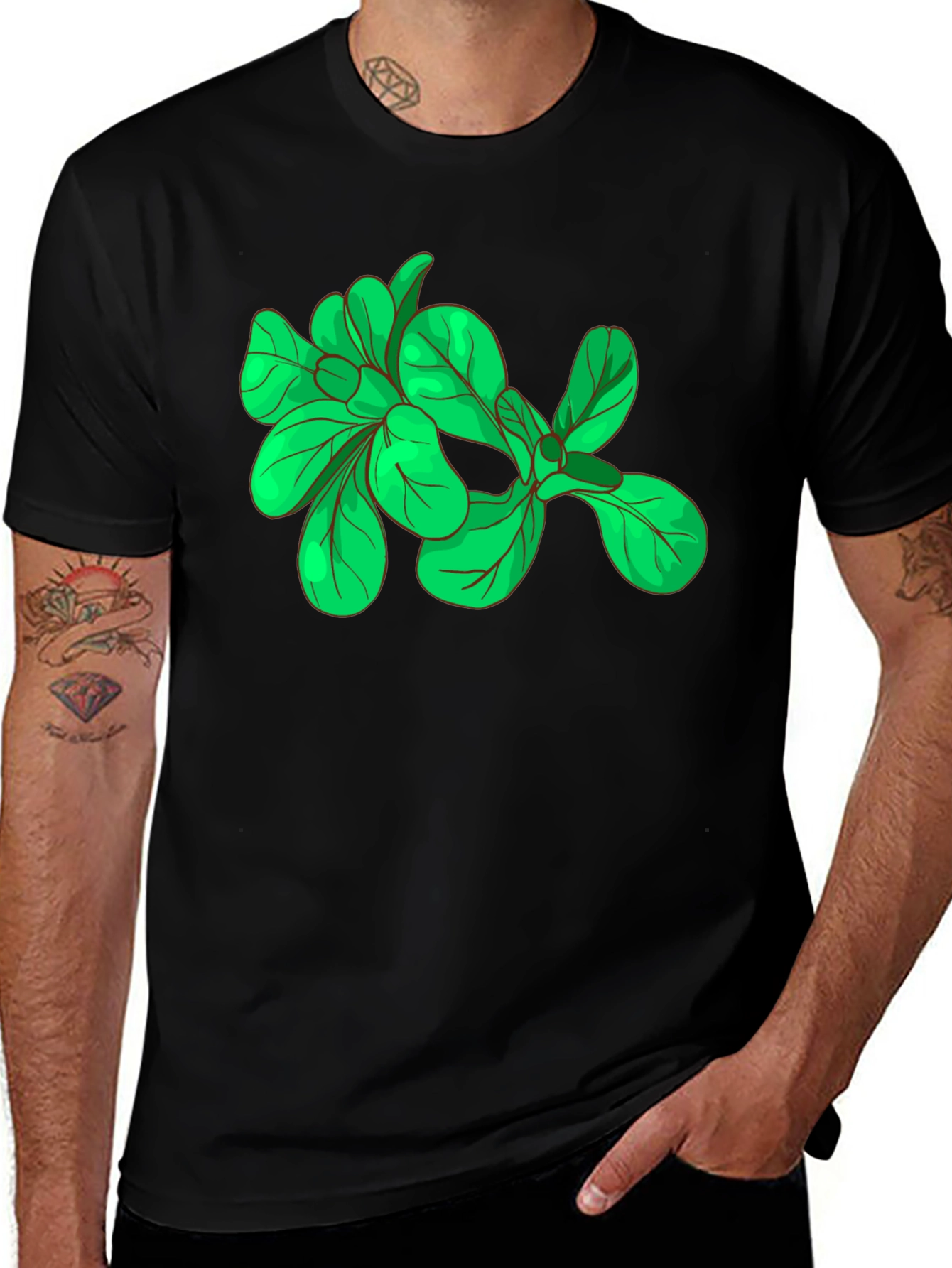 Variant 25 of Leaf Graphic Black T-Shirt