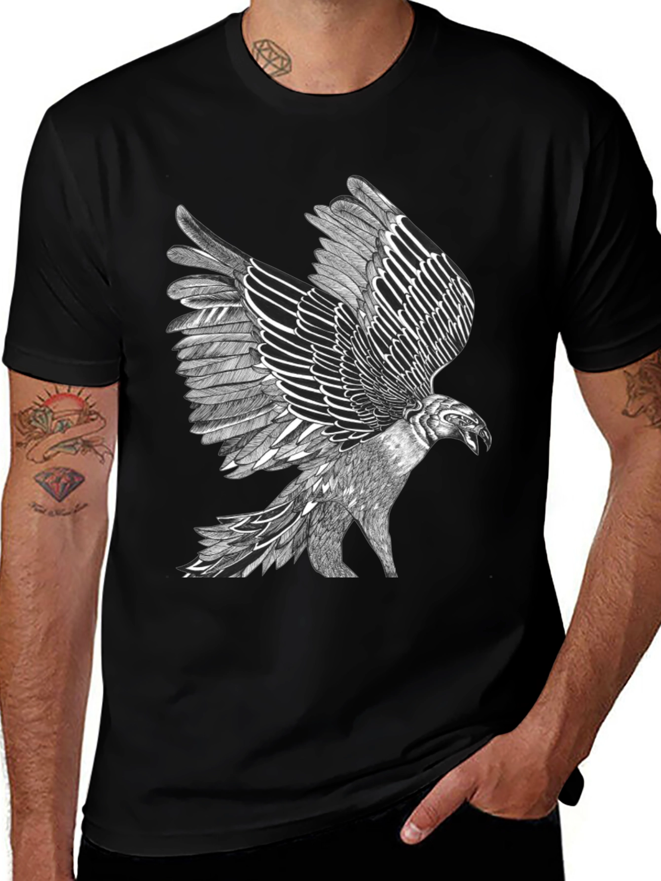 Variant 12 of Eagle Graphic Print Black T-Shirt