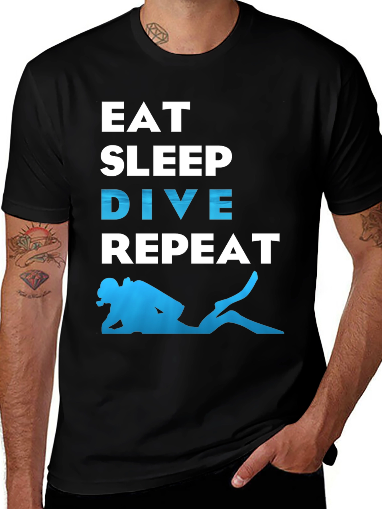 Variant 8 of Eat Sleep Dive Repeat T-Shirt - Scuba Diving Tee