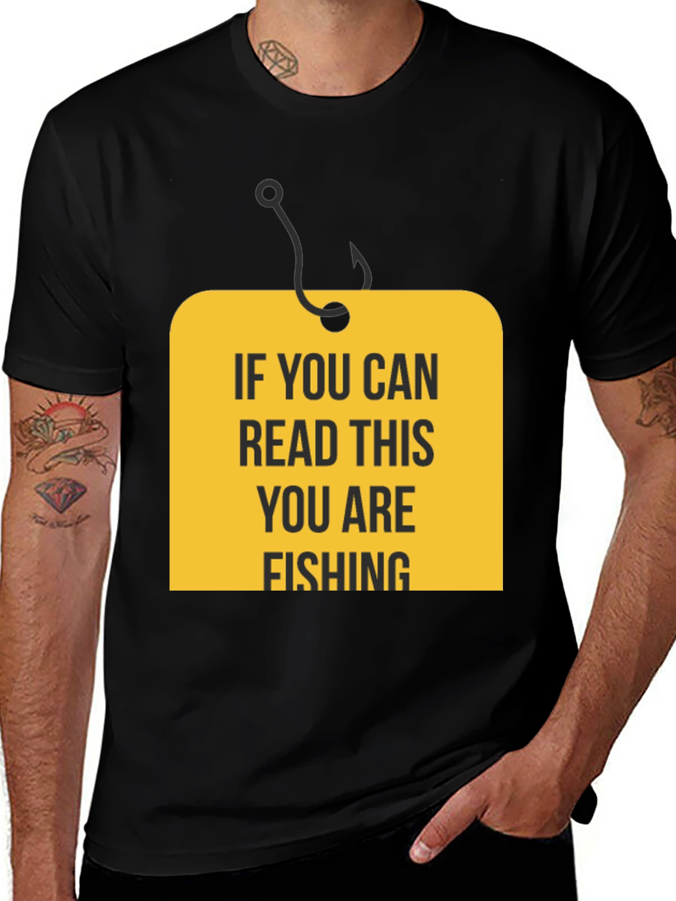 Variant 7 of If You Can Read This You Are Fishing Black T-Shirt
