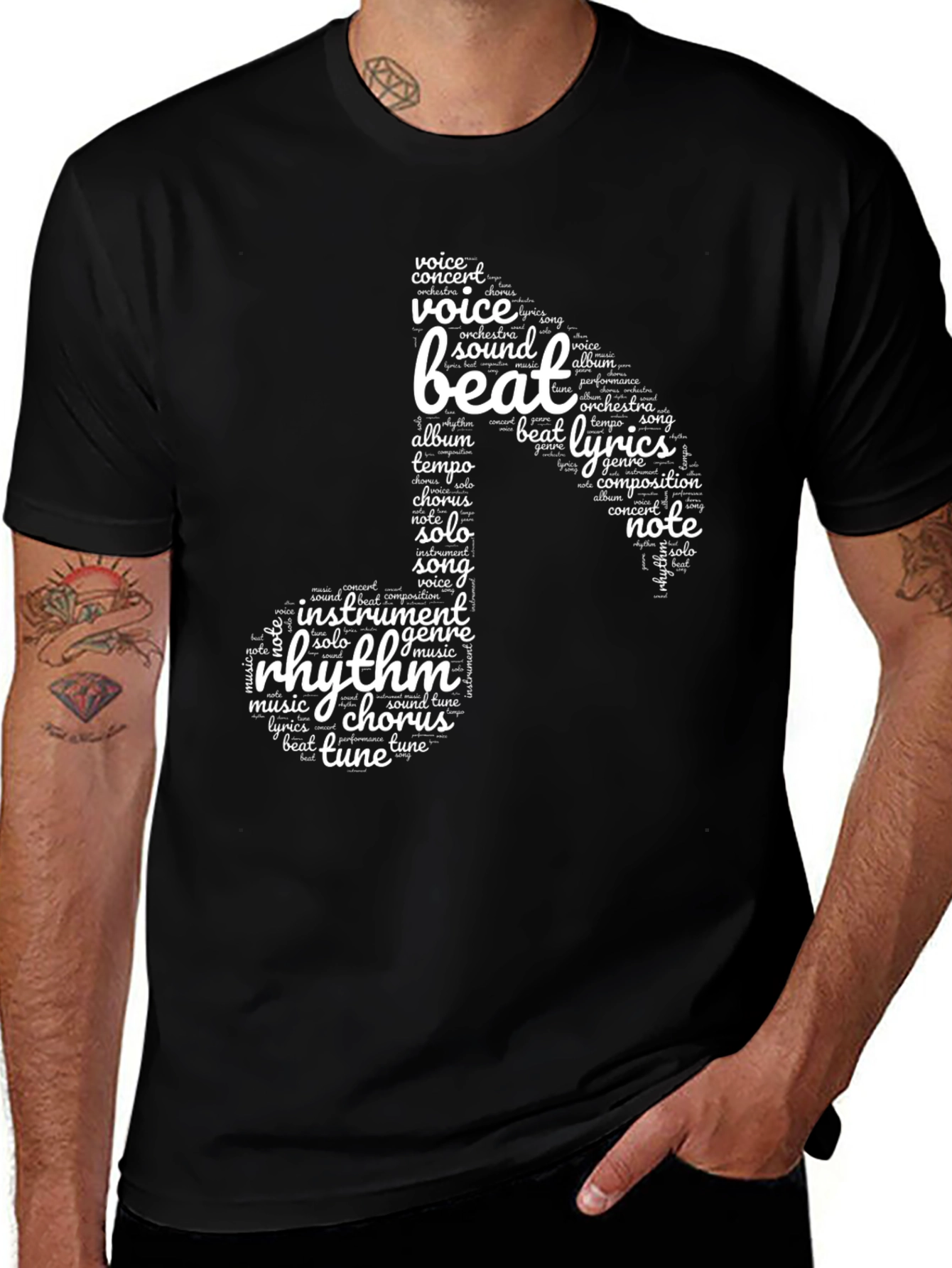 Variant 14 of Music Note Word Art T-Shirt