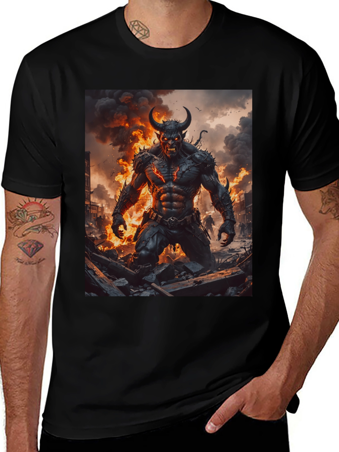 Variant 4 of Inferno Demon Graphic Tee - Black
