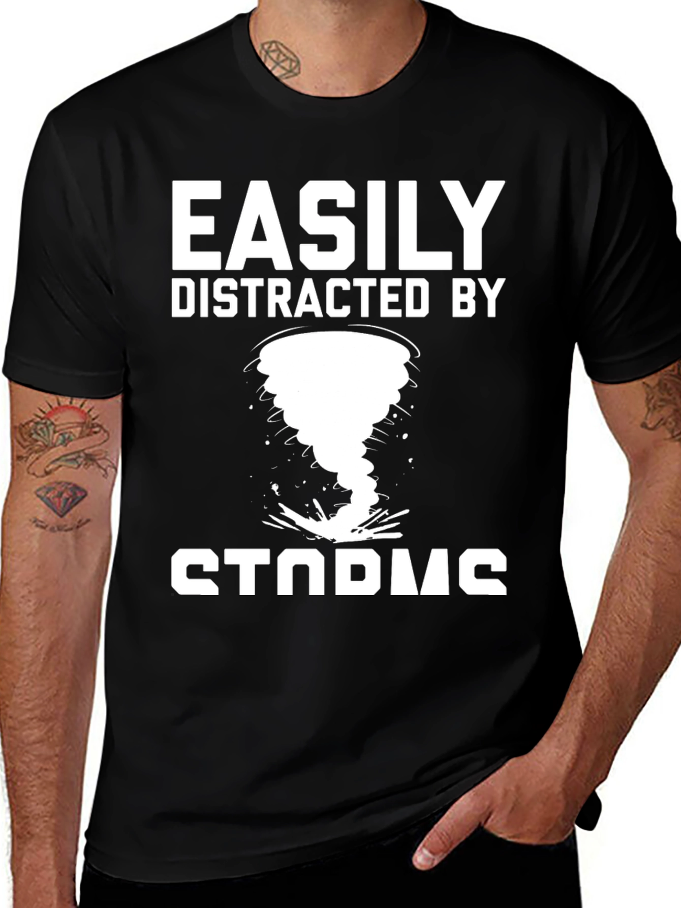 Black Easily Distracted By Storms T-Shirt main image