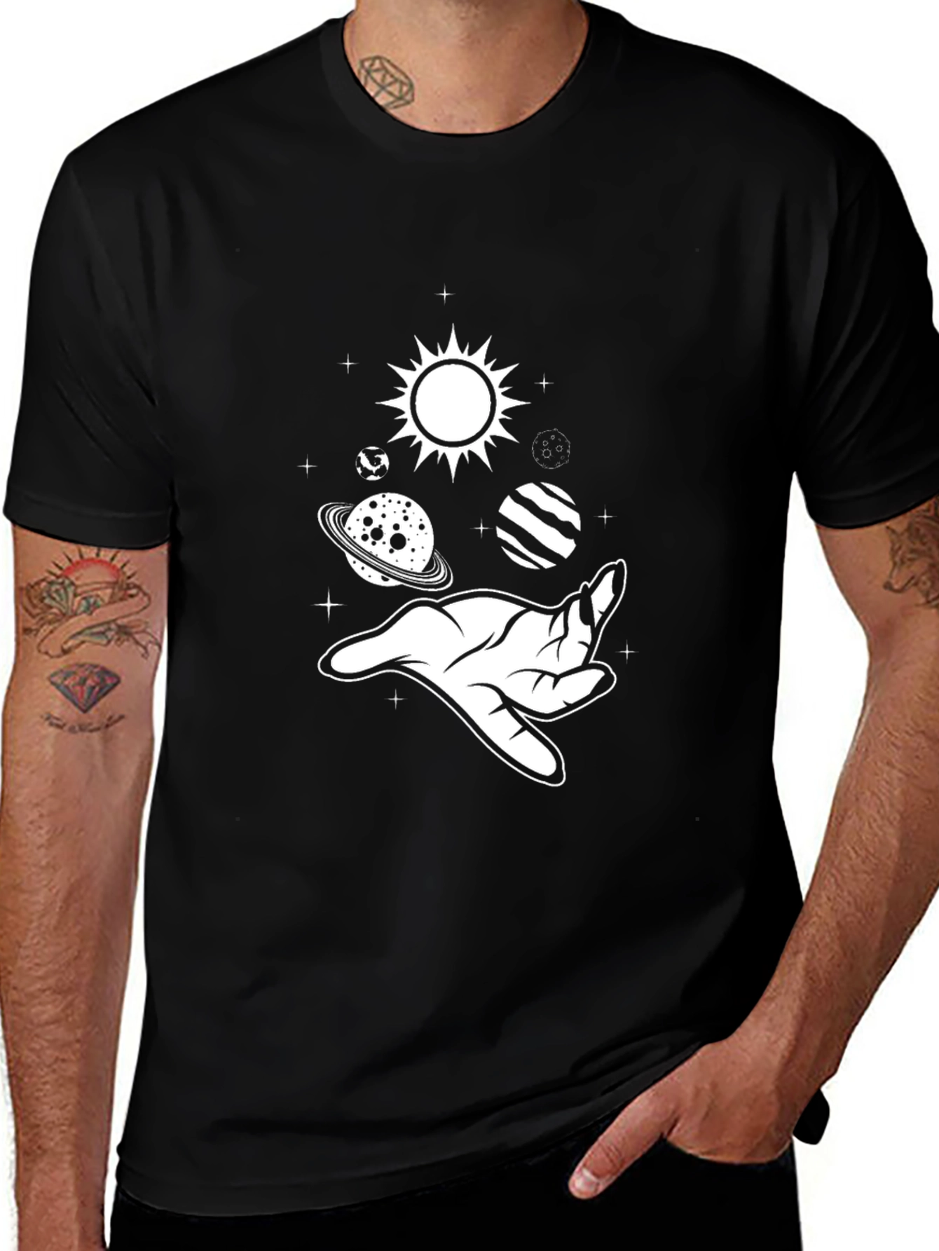 Variant 5 of Space Hand Graphic Tee - Stylish Unisex T-Shirt