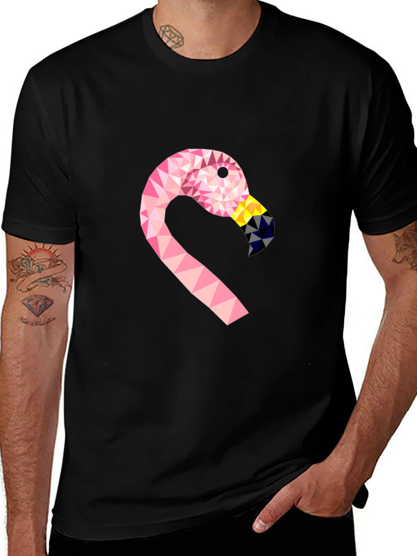Variant 6 of Geometric Flamingo Graphic Tee - Modern Casual Shirt