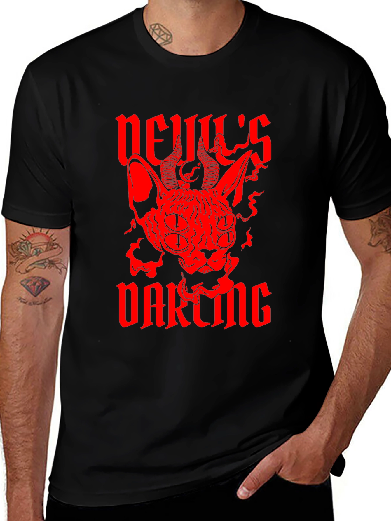 Variant 29 of Devil's Darting Graphic Tee - Black Cotton