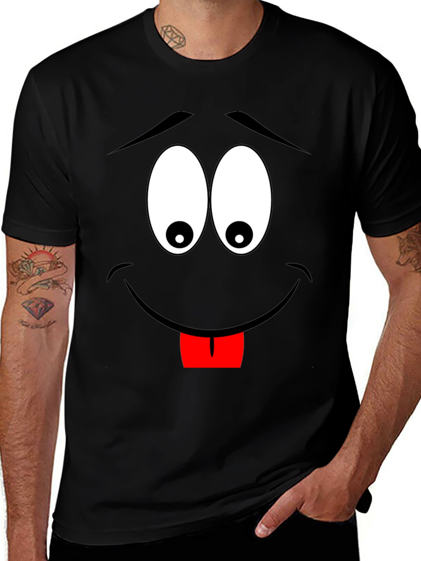 Black Cartoon Face Black T-Shirt main image