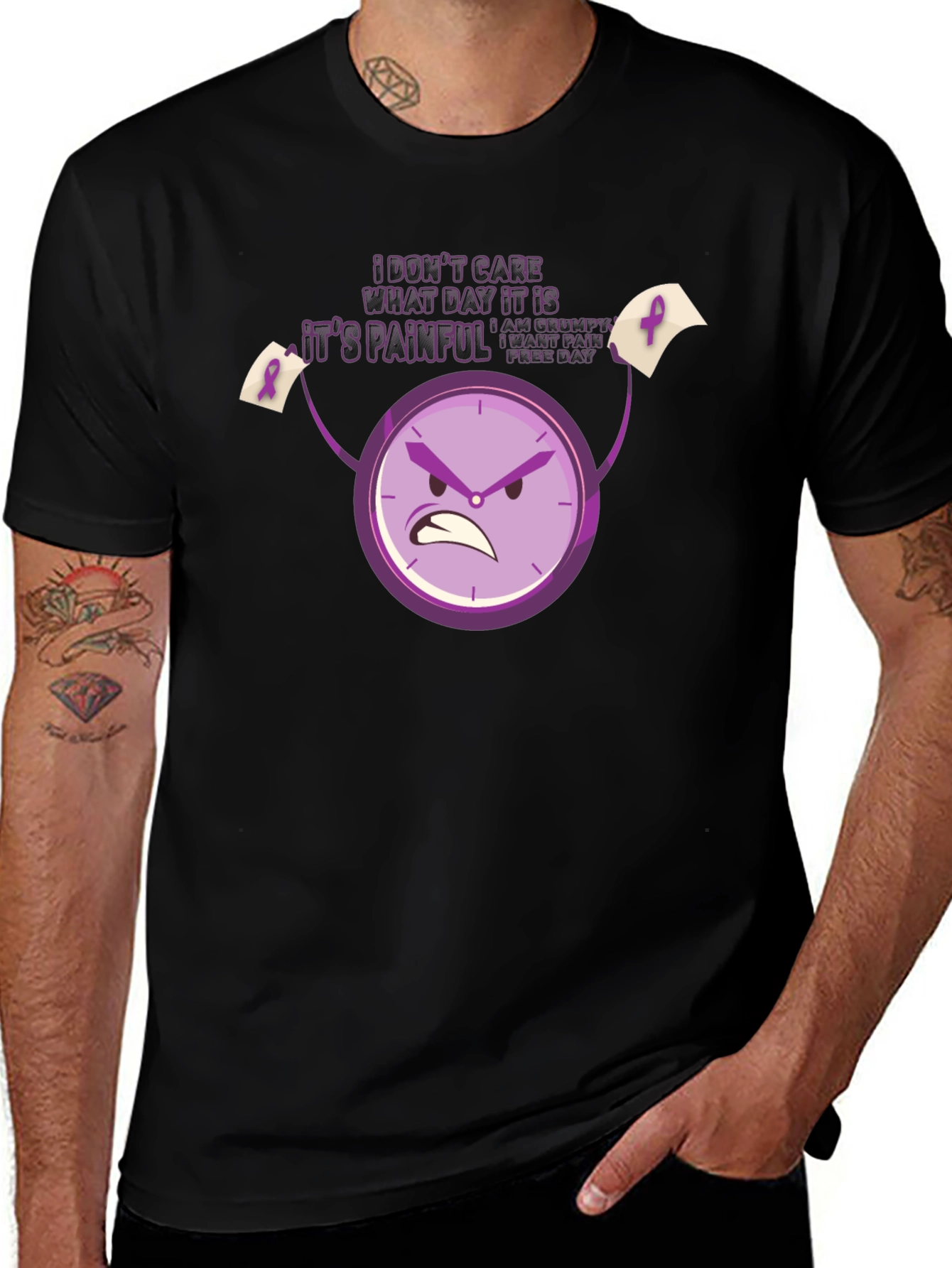 Variant 23 of Grumpy Pain Awareness T-Shirt - Black