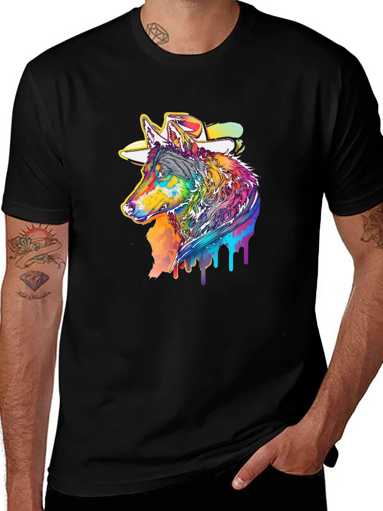 Variant 11 of Wolf Cowboy Art Tee - Unique Graphic Print