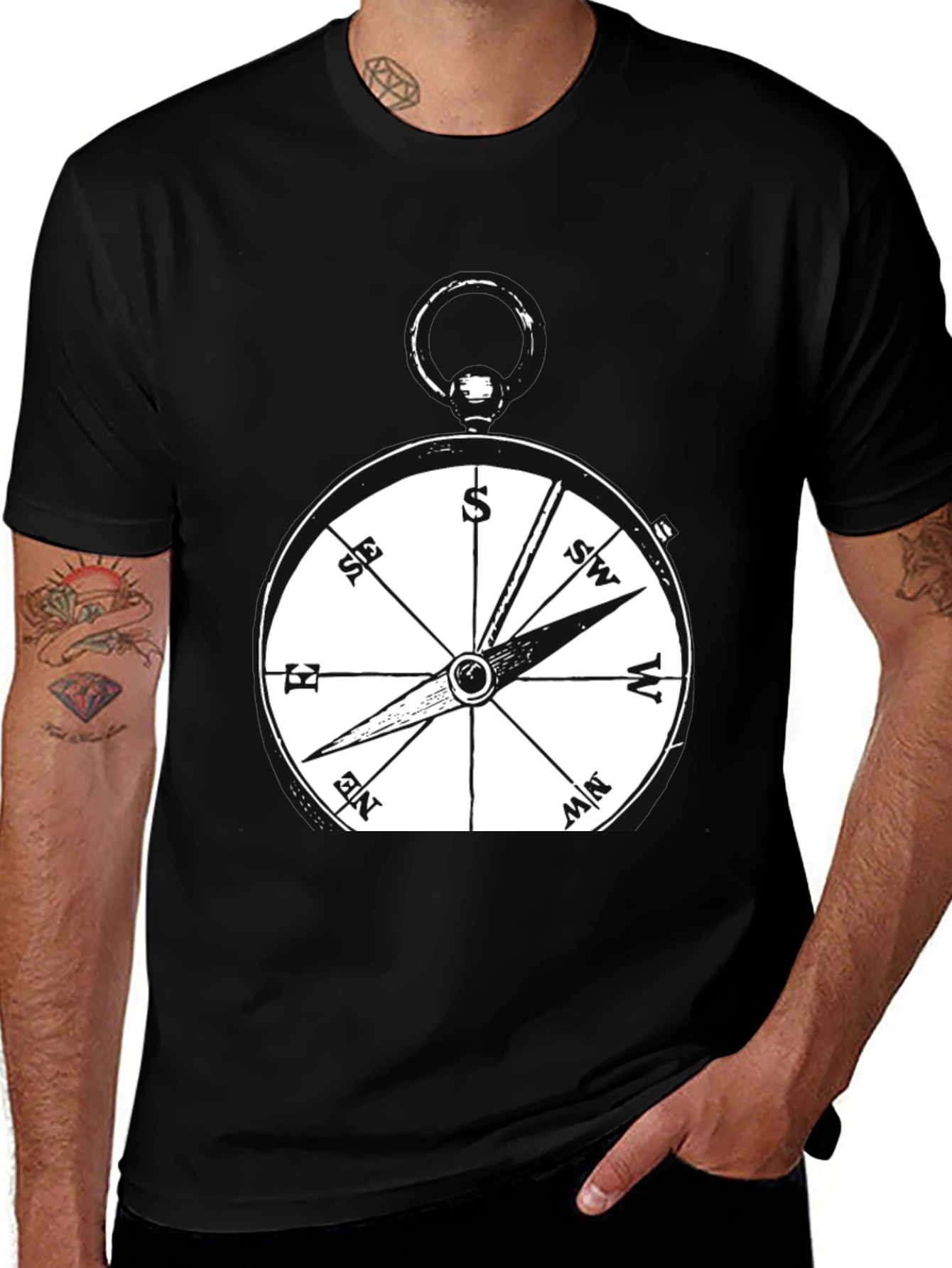 Variant 15 of Compass Graphic Tee - Black Cotton Blend