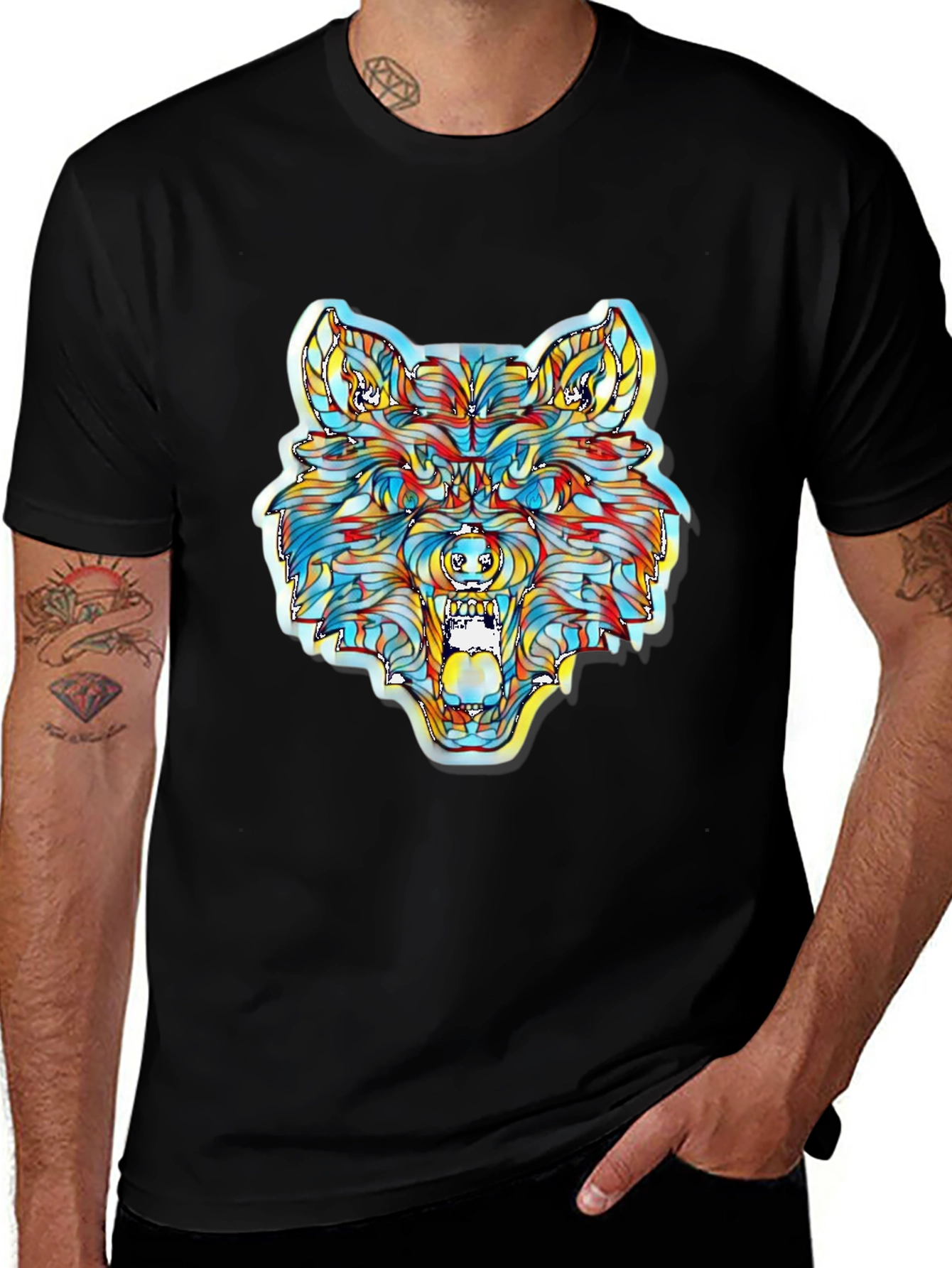 Variant 24 of Vibrant Wolf Graphic T-Shirt - Unique Artistic Design