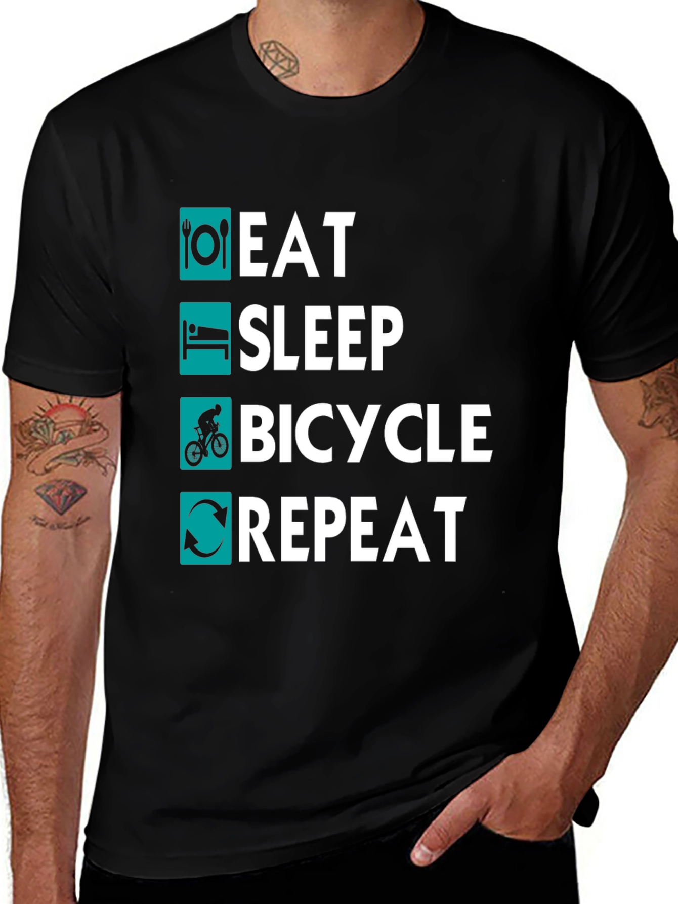 Eat Sleep Bicycle Repeat Graphic Tee