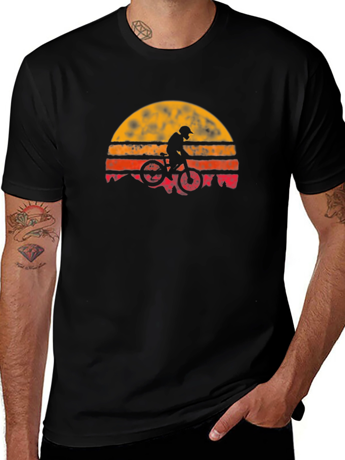 Variant 29 of Vintage Sunset Biker Graphic T-Shirt - Black